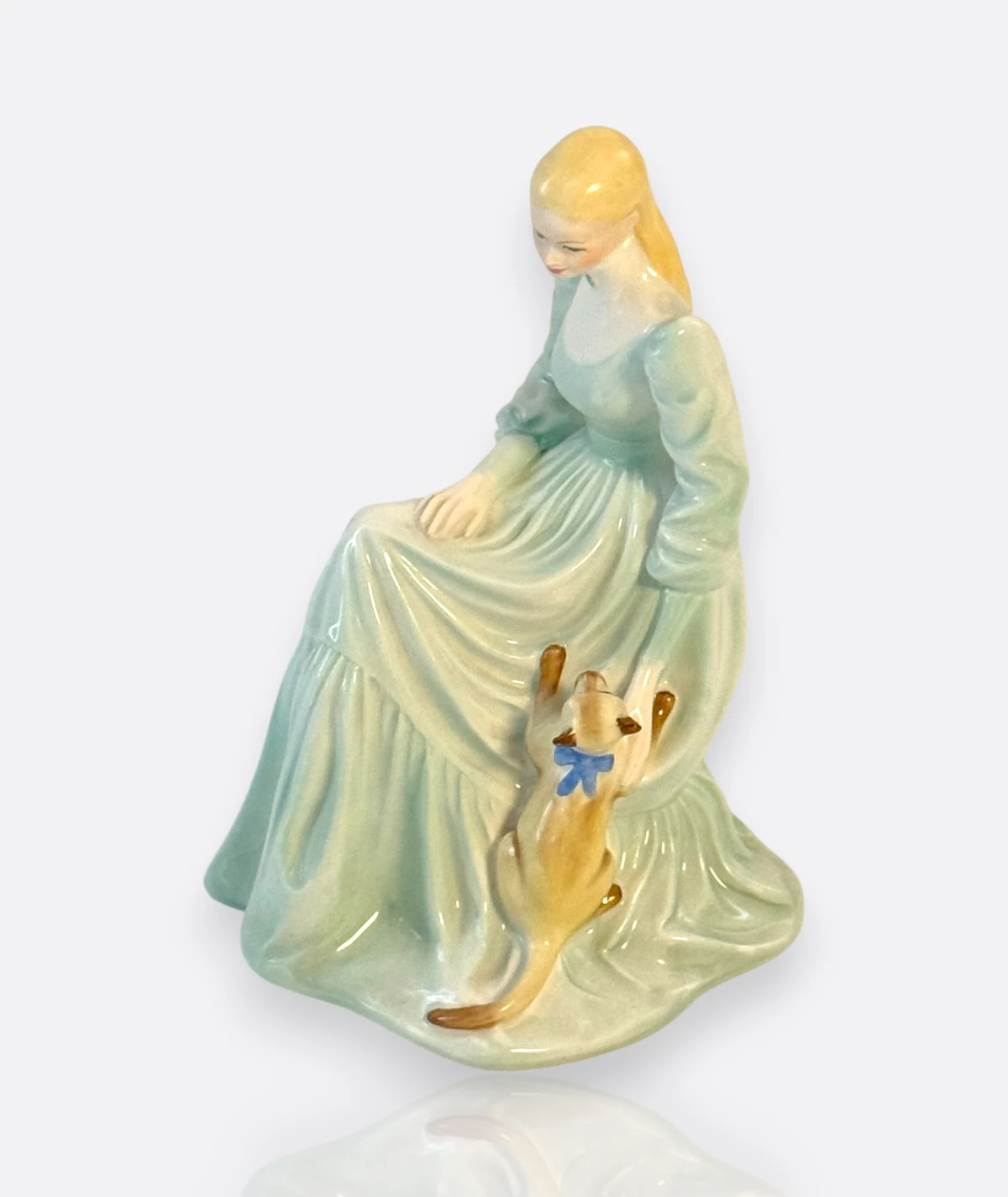 Coalport – “Girl with Cat” Porselen Figür  (Bone China, England)