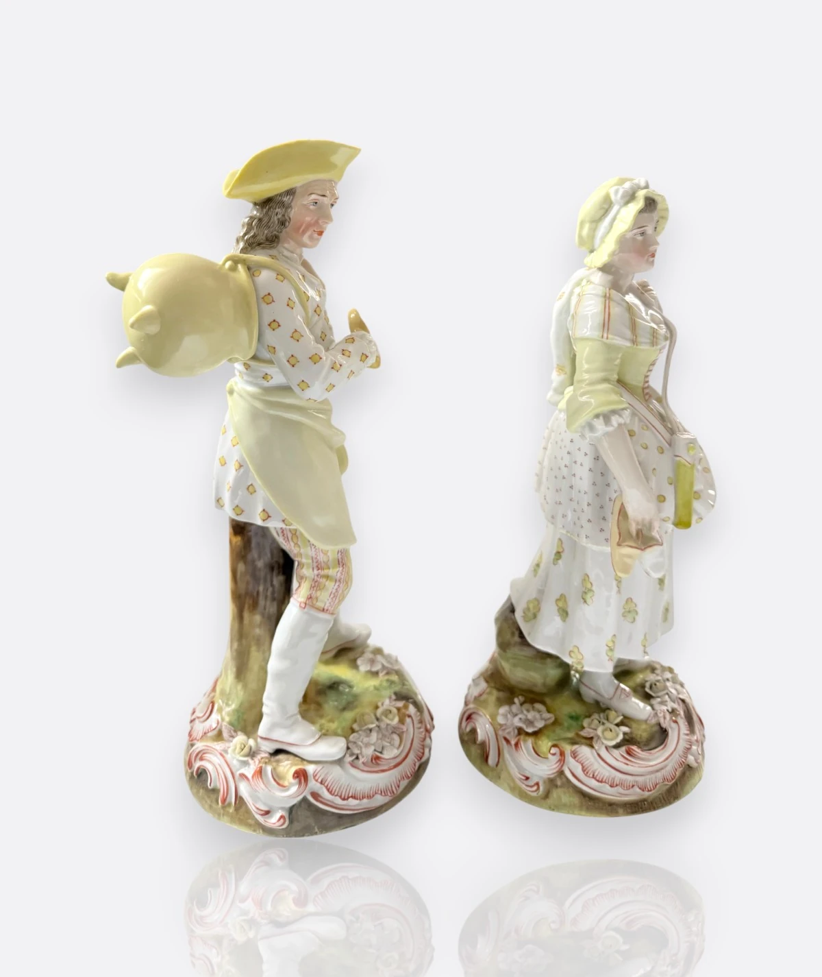 Rudolstadt Volkstedt Çoban Erkek ve Çoban Kız Figürleri – Almanya, 19. Yüzyıl Sonu