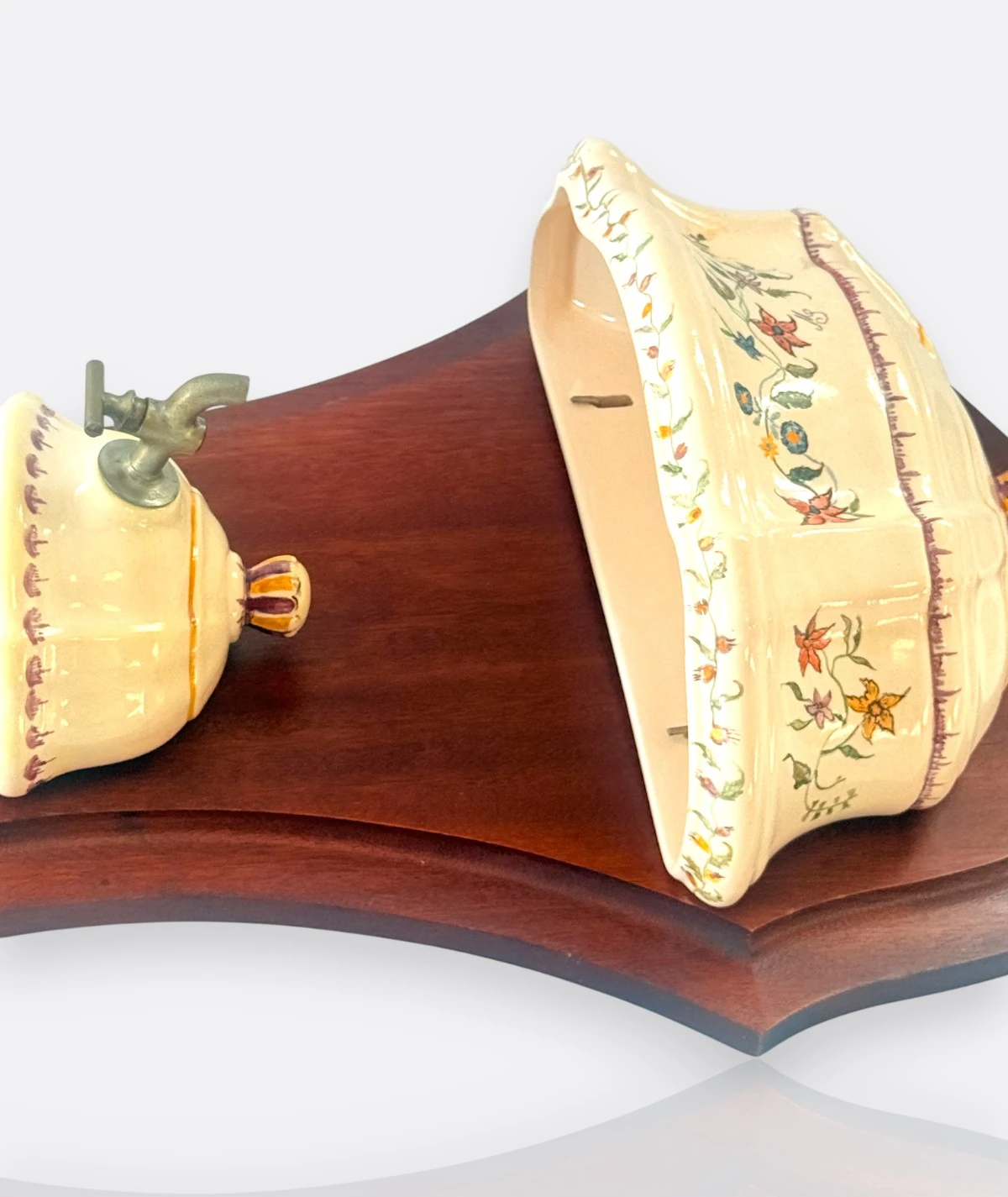 İngiliz Kuş Çeşmesi – El Boyaması Porselen & Ahşap Kaideli (19. yy Sonu - 20. yy Başları)