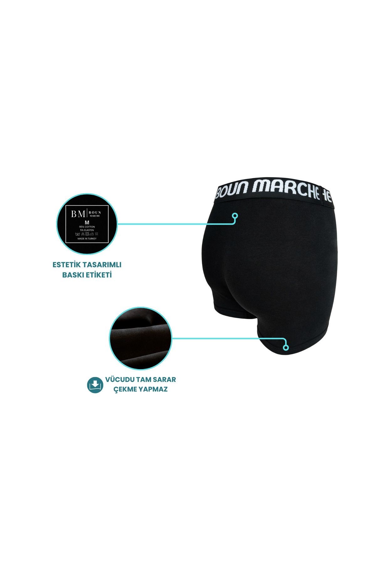 Erkek Boxer Likralı Premium 6'Lı Kutu BM