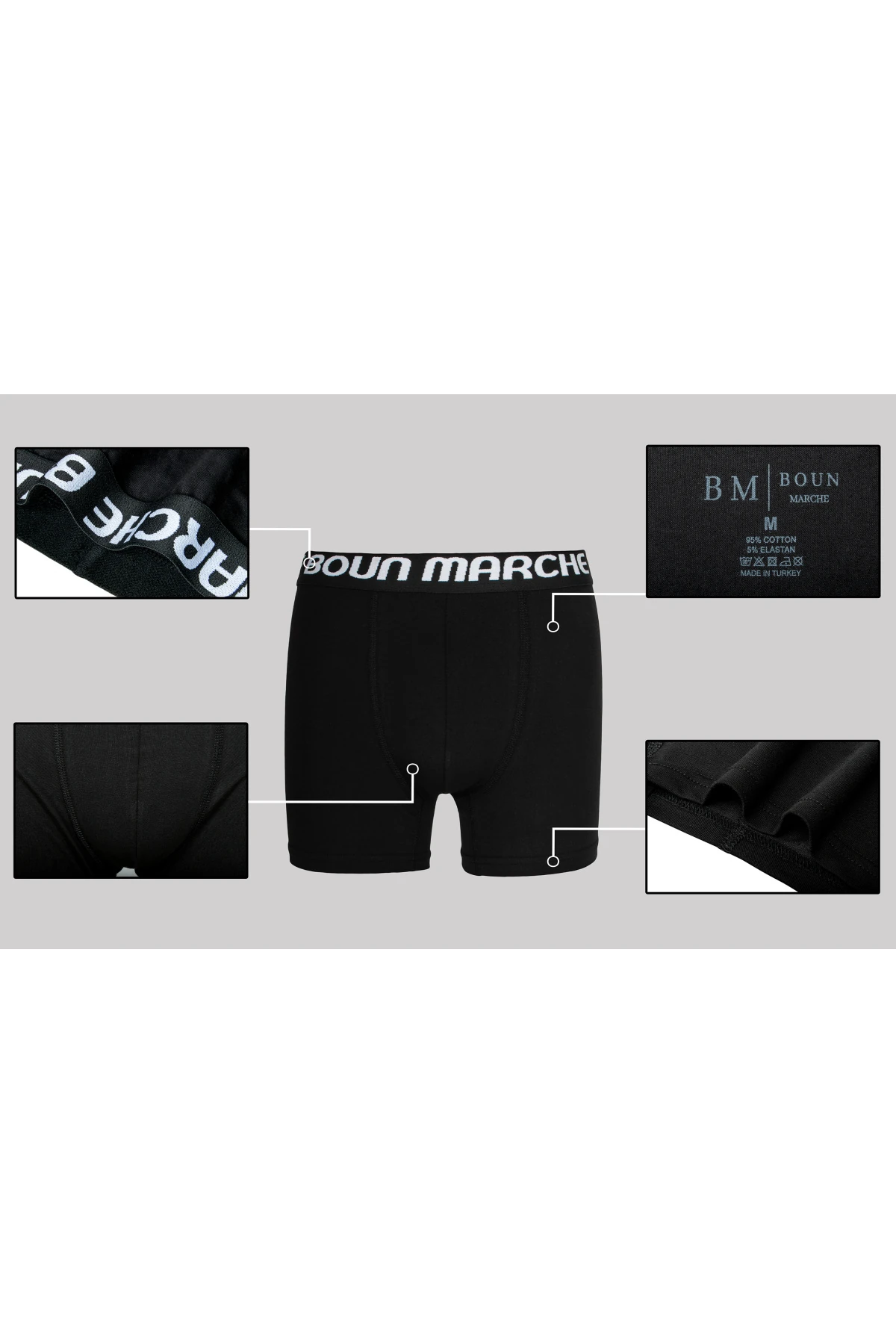 Erkek Boxer Likralı Premium 6'lı Kutu 