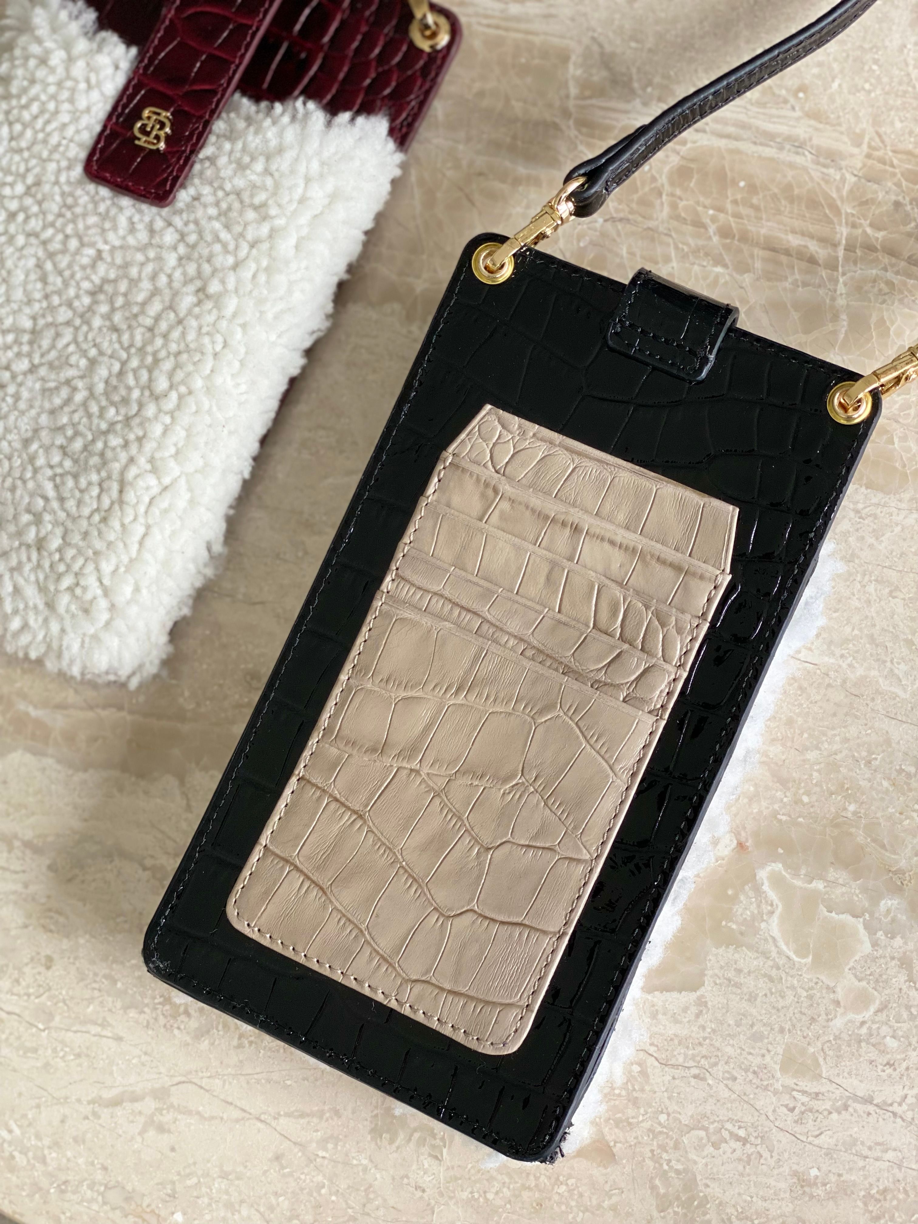 El Paradiso Shearling Siyah Telefon Çantası