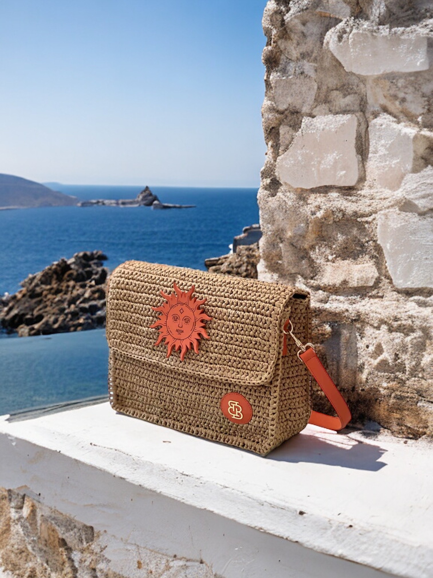 Sun Therapy Straw & Leather Bag