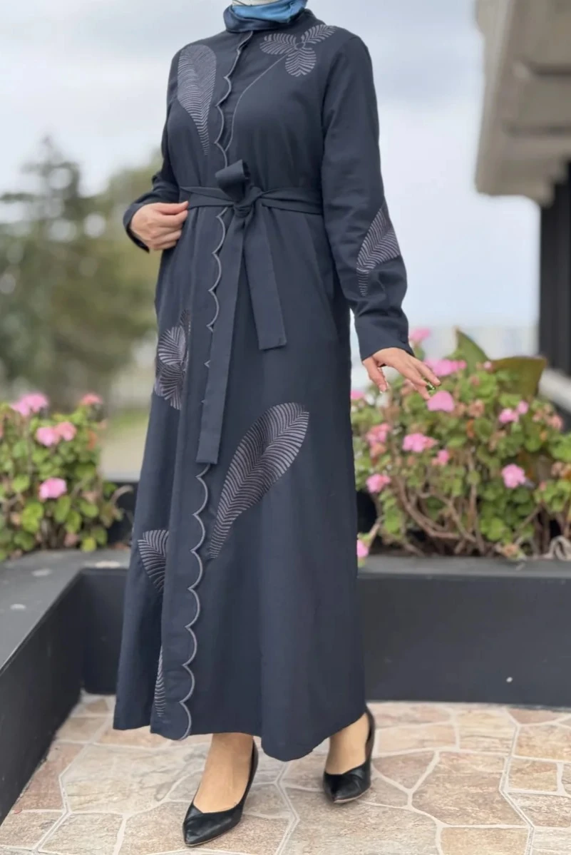 Dilim Nakışlı Gömlek Elbise