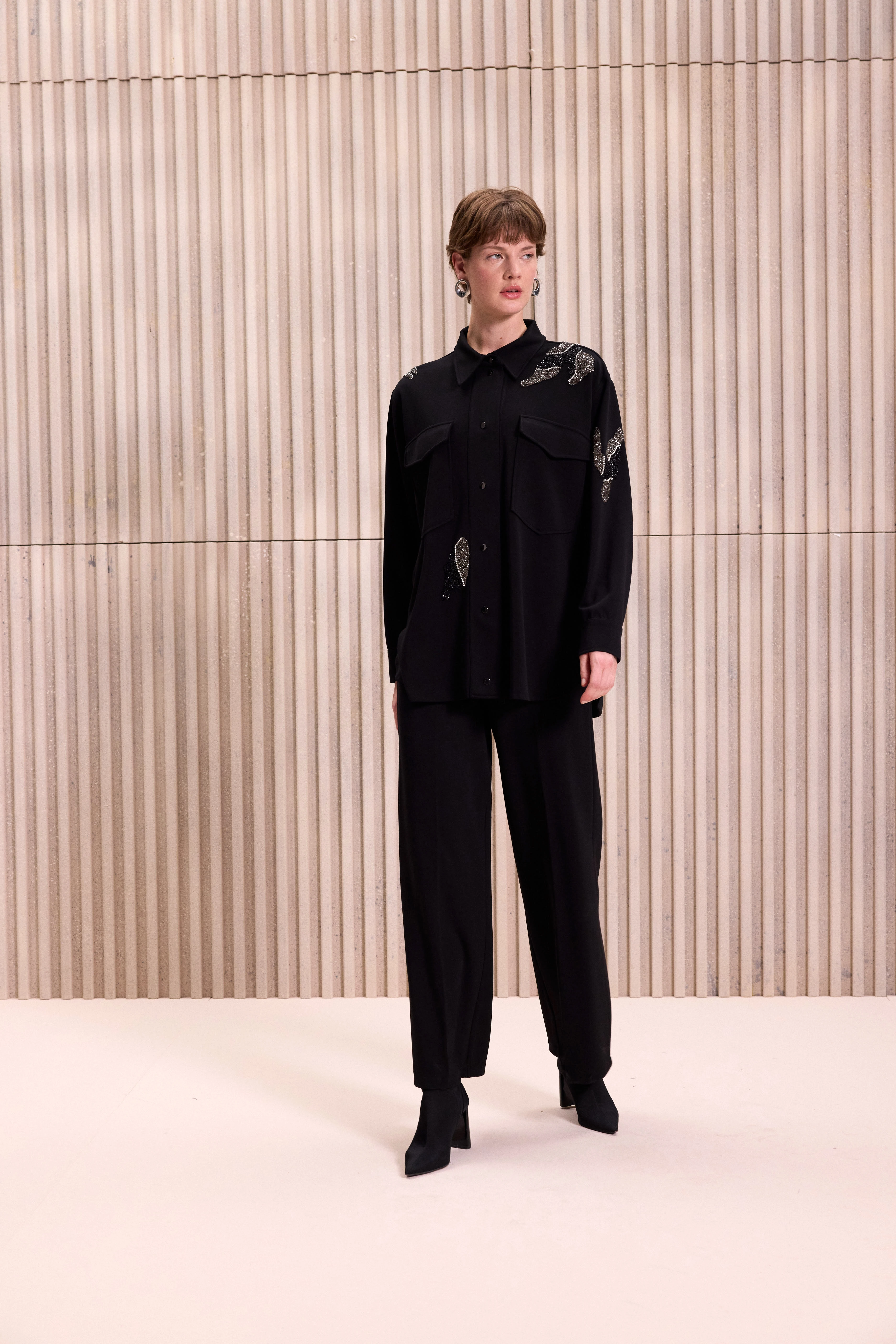 Sırtı Pilise Detaylı Modal Örme Takım