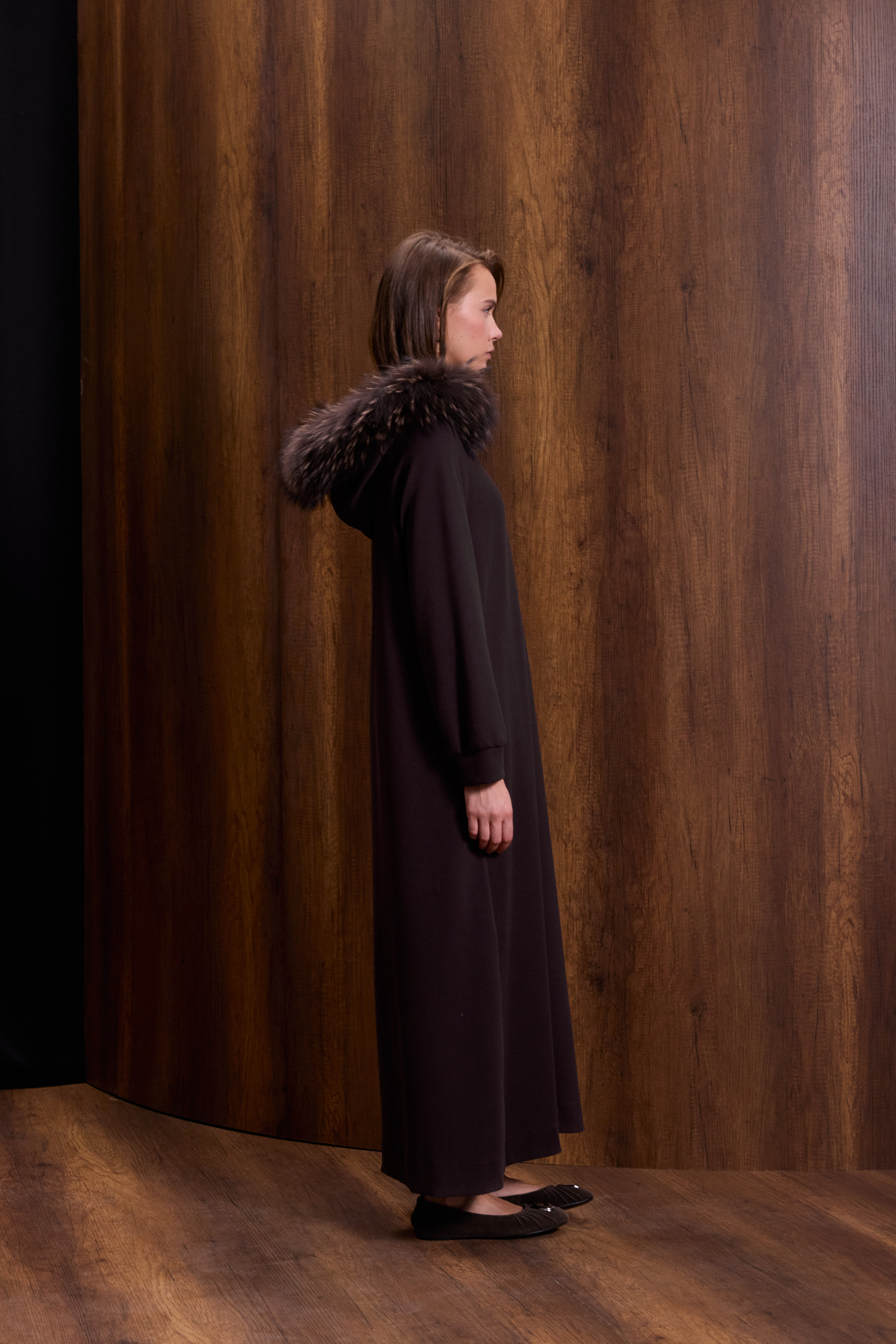 Kapşonu Kürklü Tudela Elbise