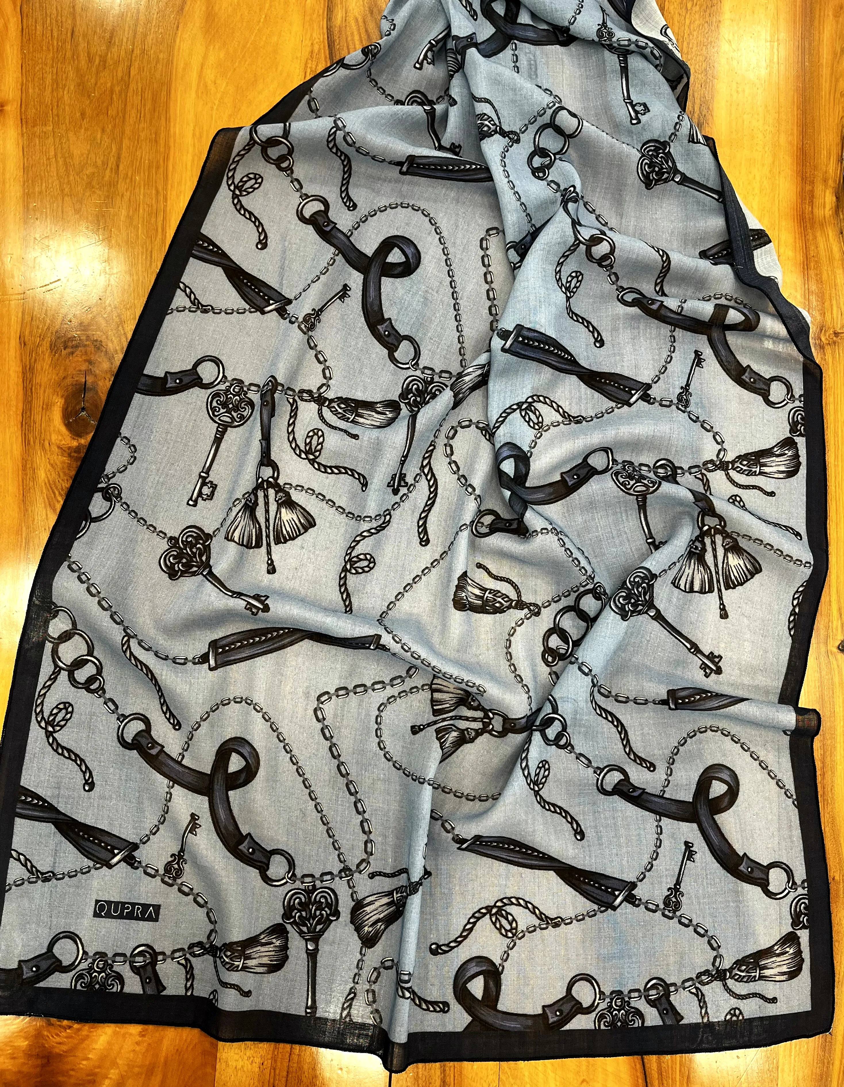 Seren İndigo Yün İpek Şal