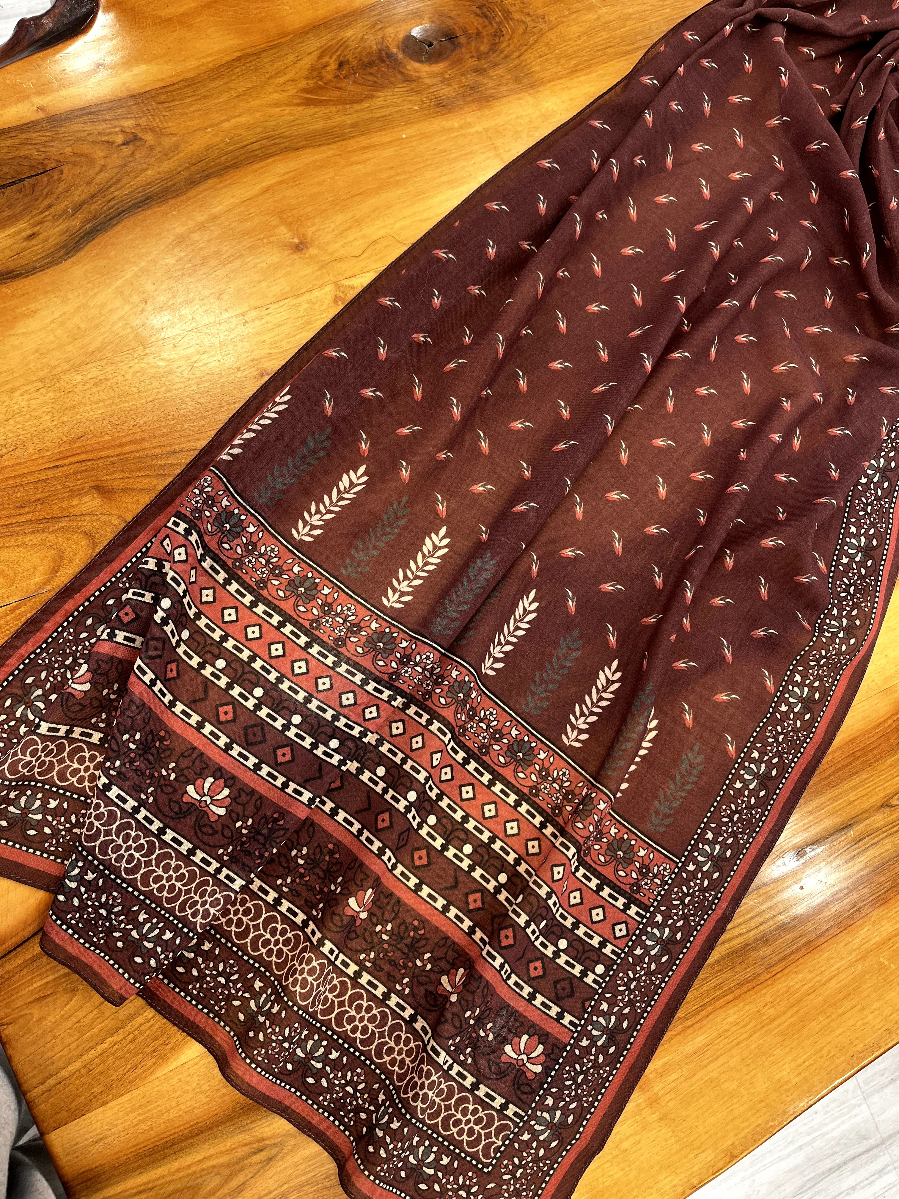 Yade Bordo Yün İpek Şal