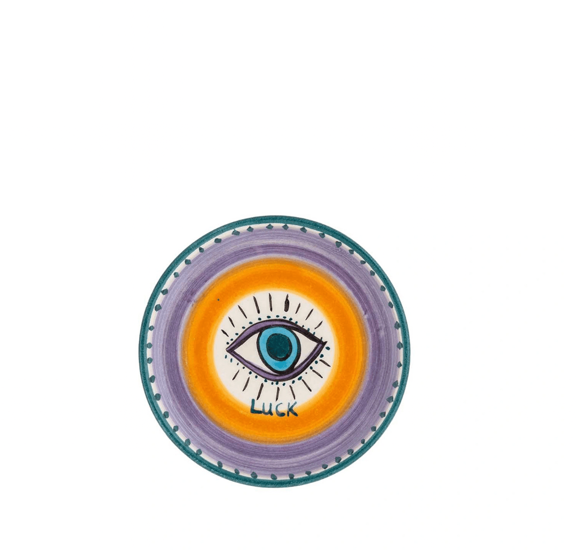 Luck Spirit Eye Mor ve Sarı Detaylı Seramik Mini Tabak 12 cm
