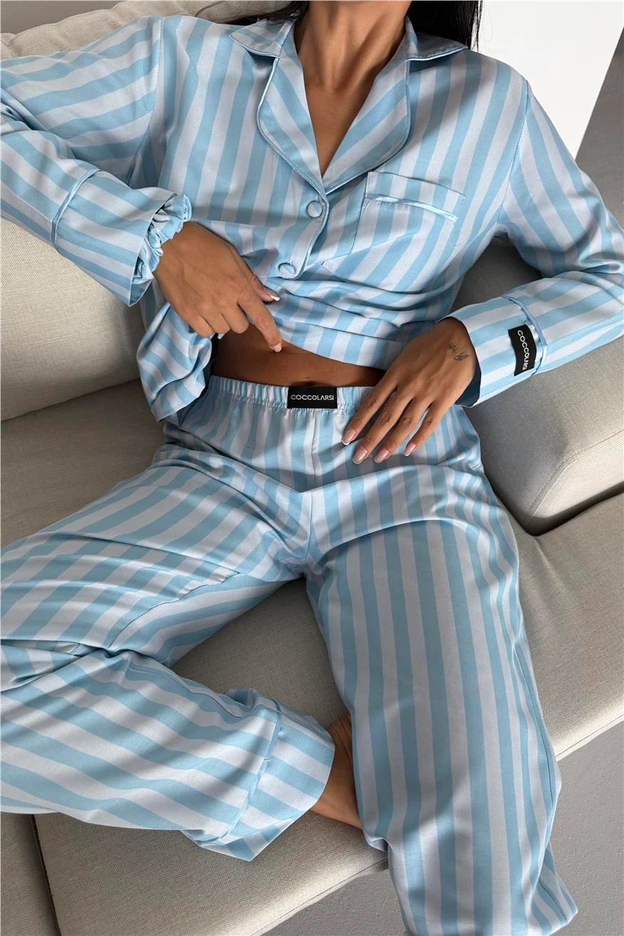 Bebe Mavisi Uzun Pijama Takımı