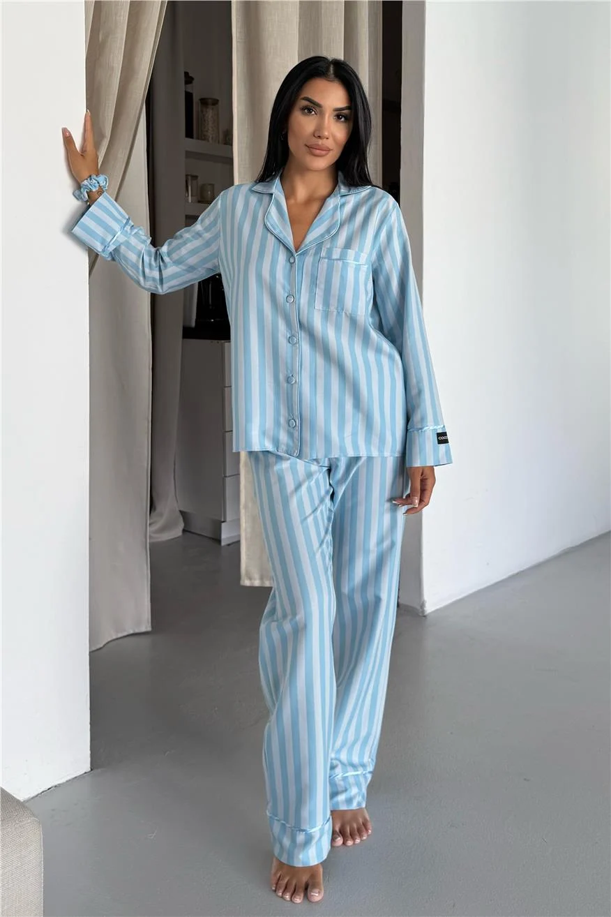 Bebe Mavisi Uzun Pijama Takımı