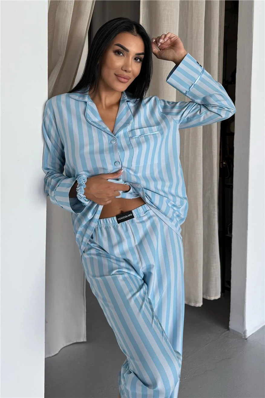 Bebe Mavisi Uzun Pijama Takımı