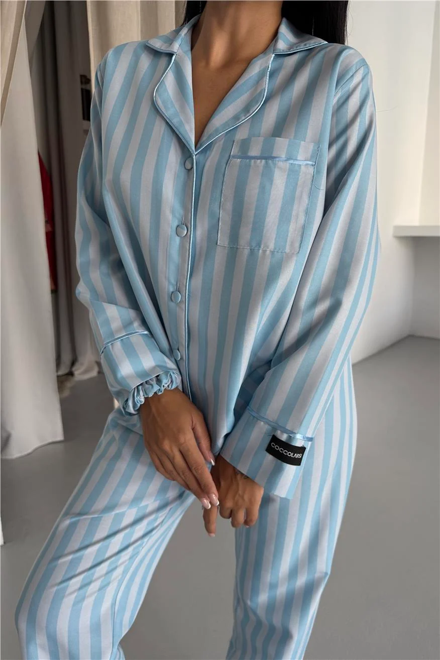 Bebe Mavisi Uzun Pijama Takımı