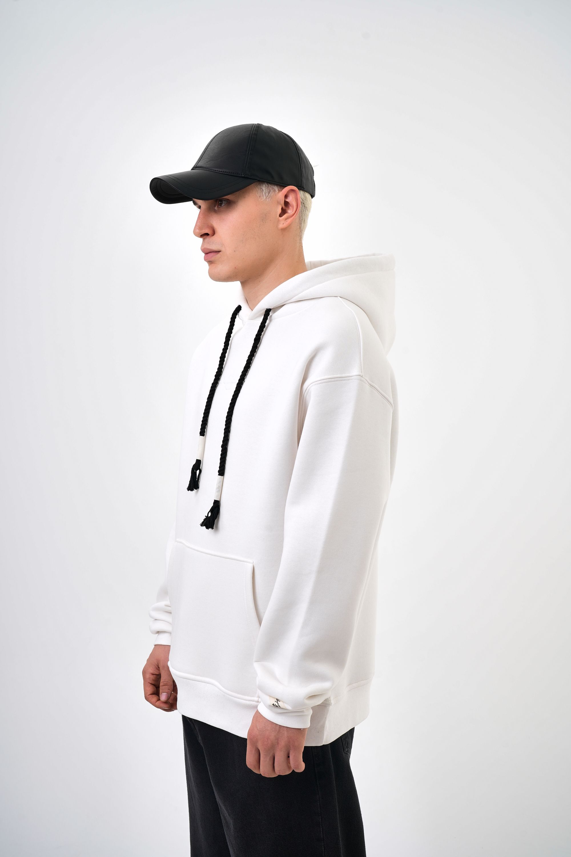 Erkek Oversize Res Atelier Baskılı Hoodie - Ekru