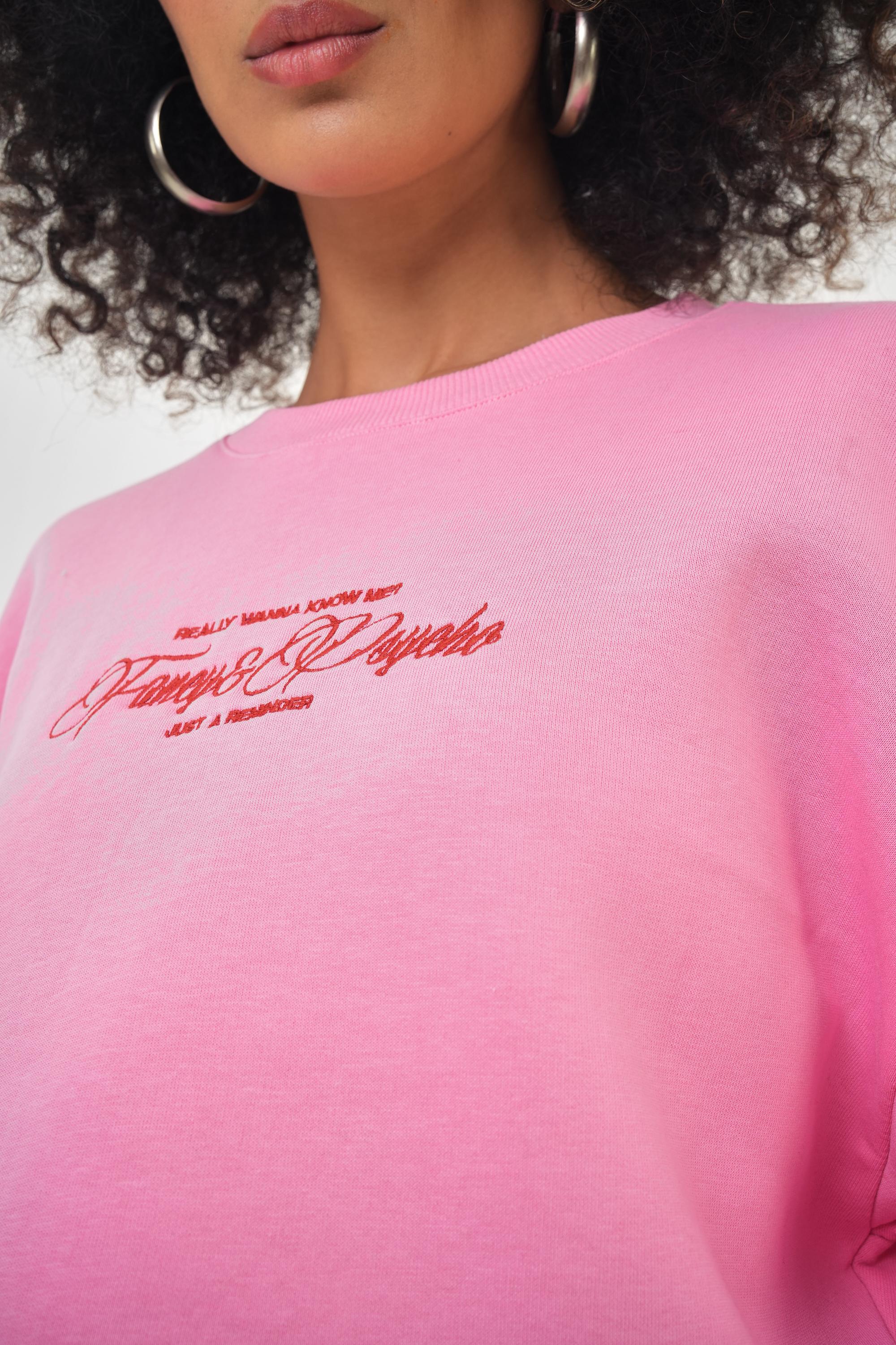 Kadın Fancy But Psycho Tracksuits Yazılı Alt Üst Sweat Takım - Pembe