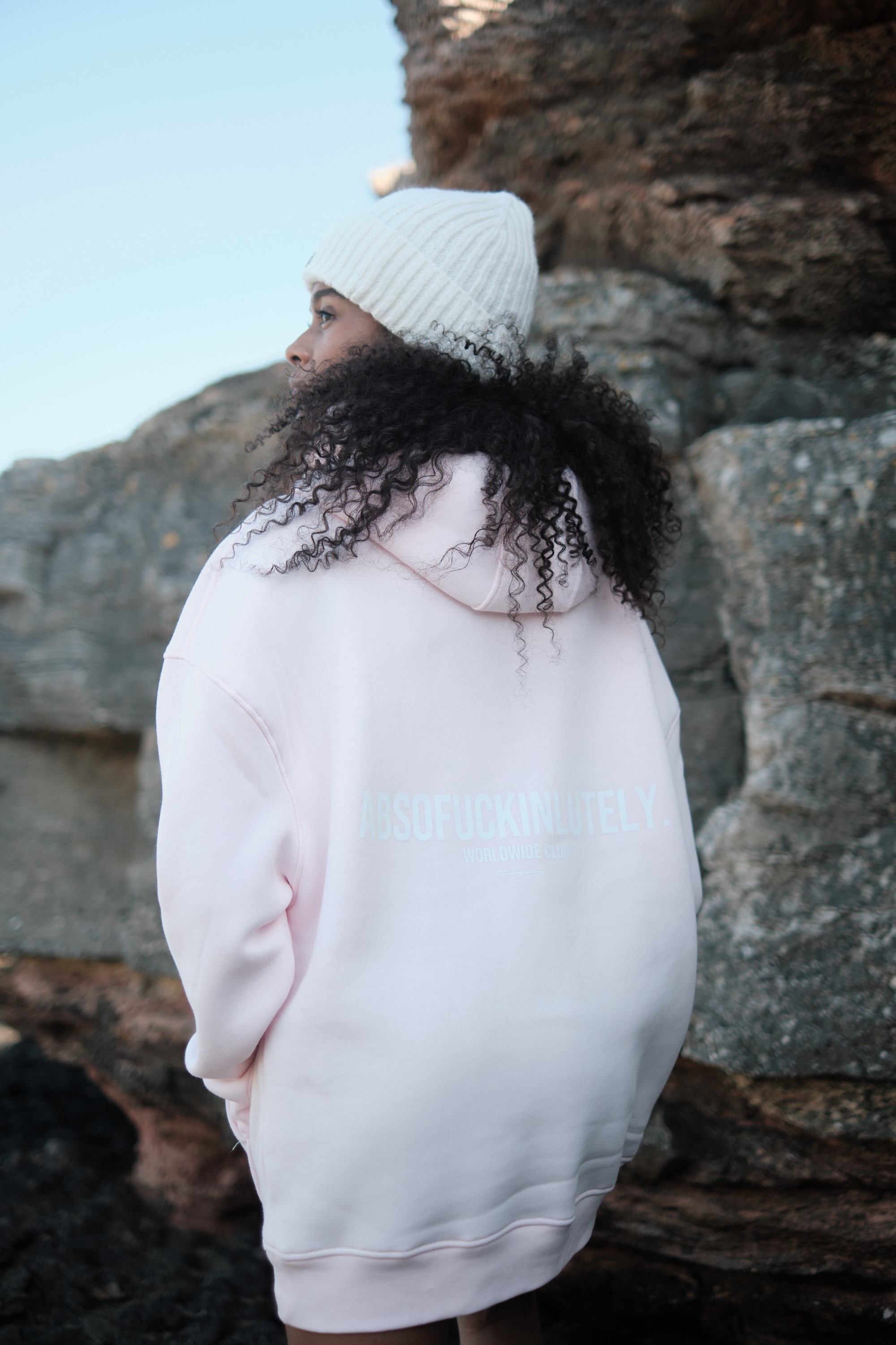 Absofuckinlutely Sloganlı Kapüşonlu Sweatshirt - Pembe