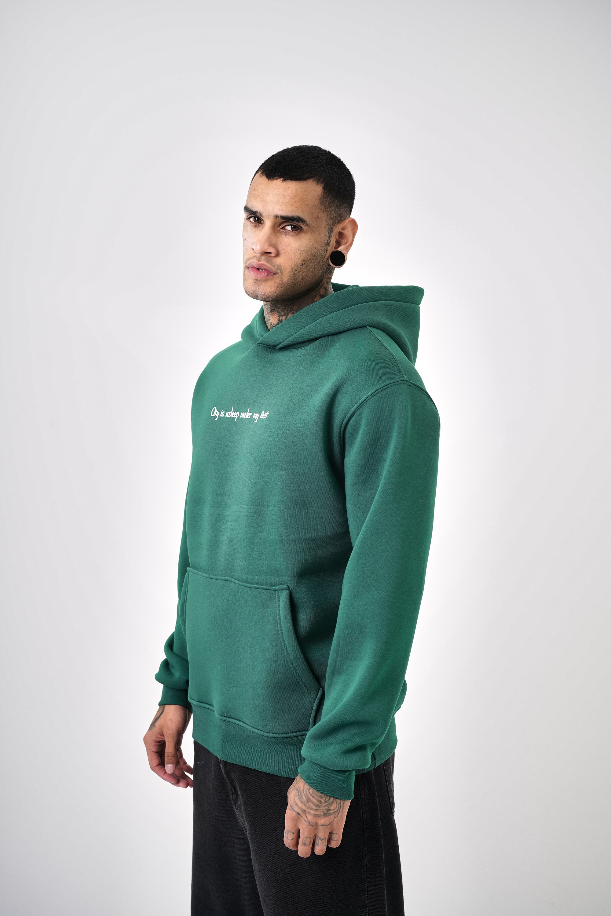 Erkek Phoenix Baskılı Oversize Hoodie - Nefti