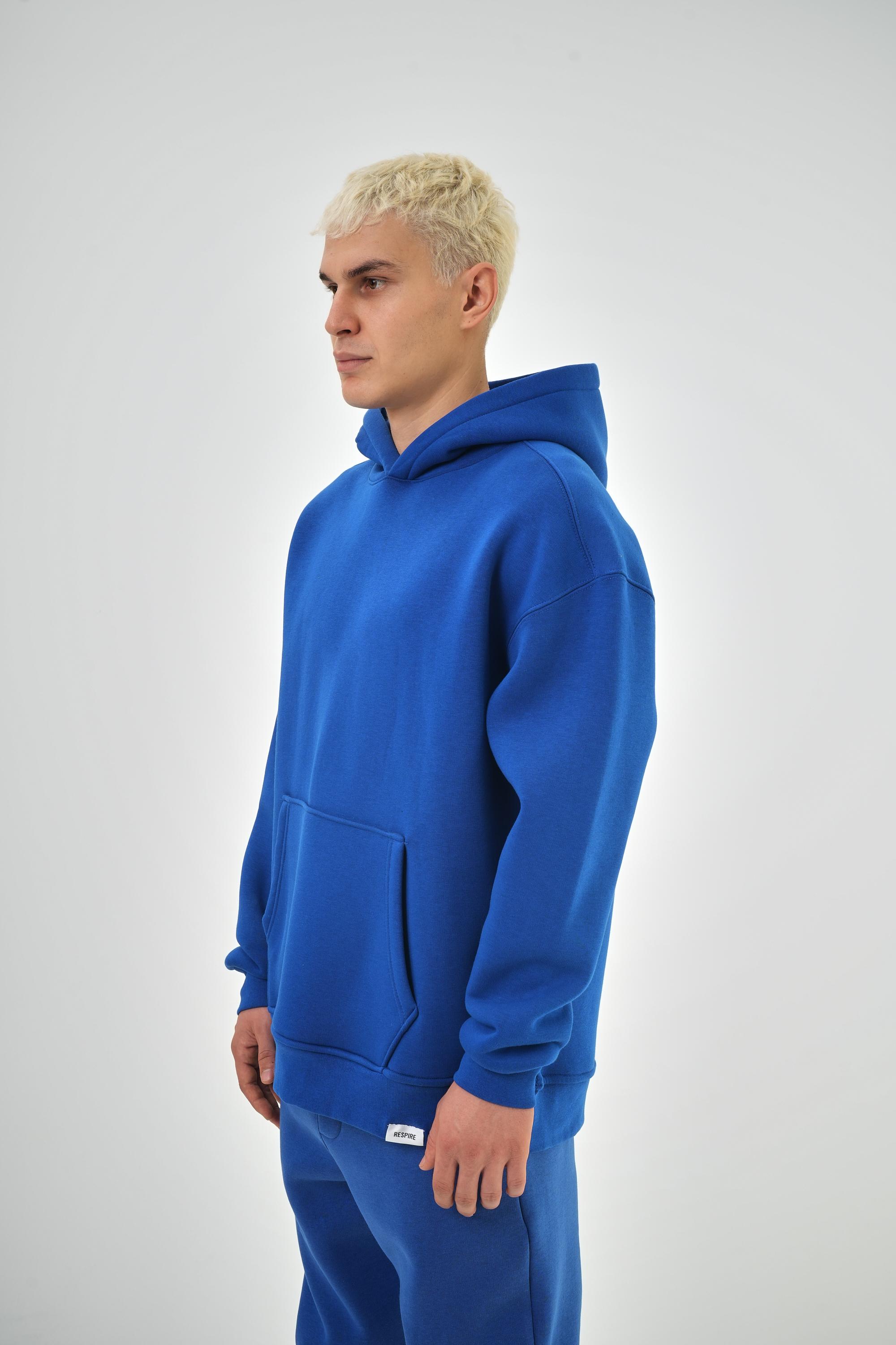 Erkek Oversize Basic Hoodie - Saks