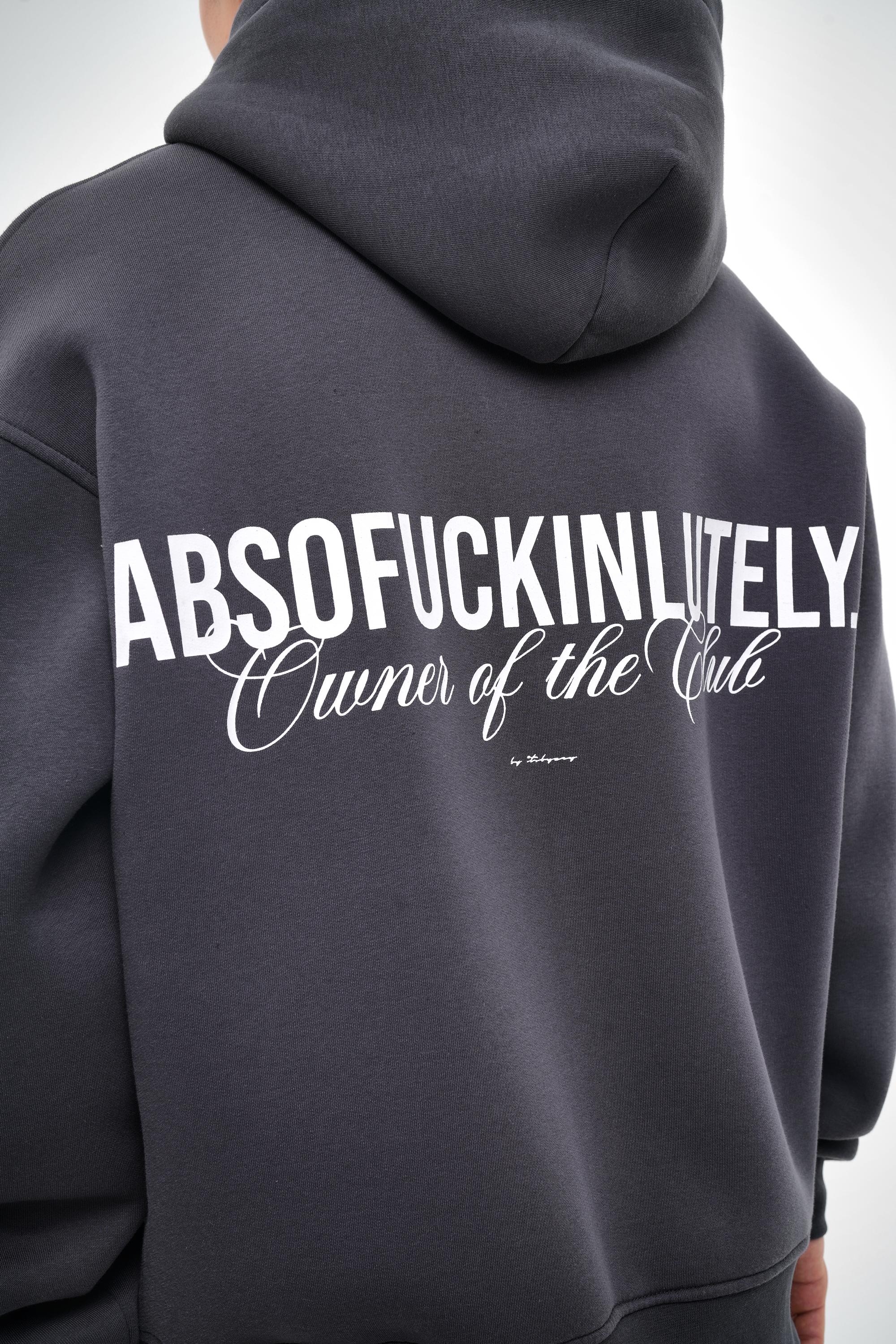 Absofuckinlutely Baskılı Kapüşonlu Oversize Zip Hoodie