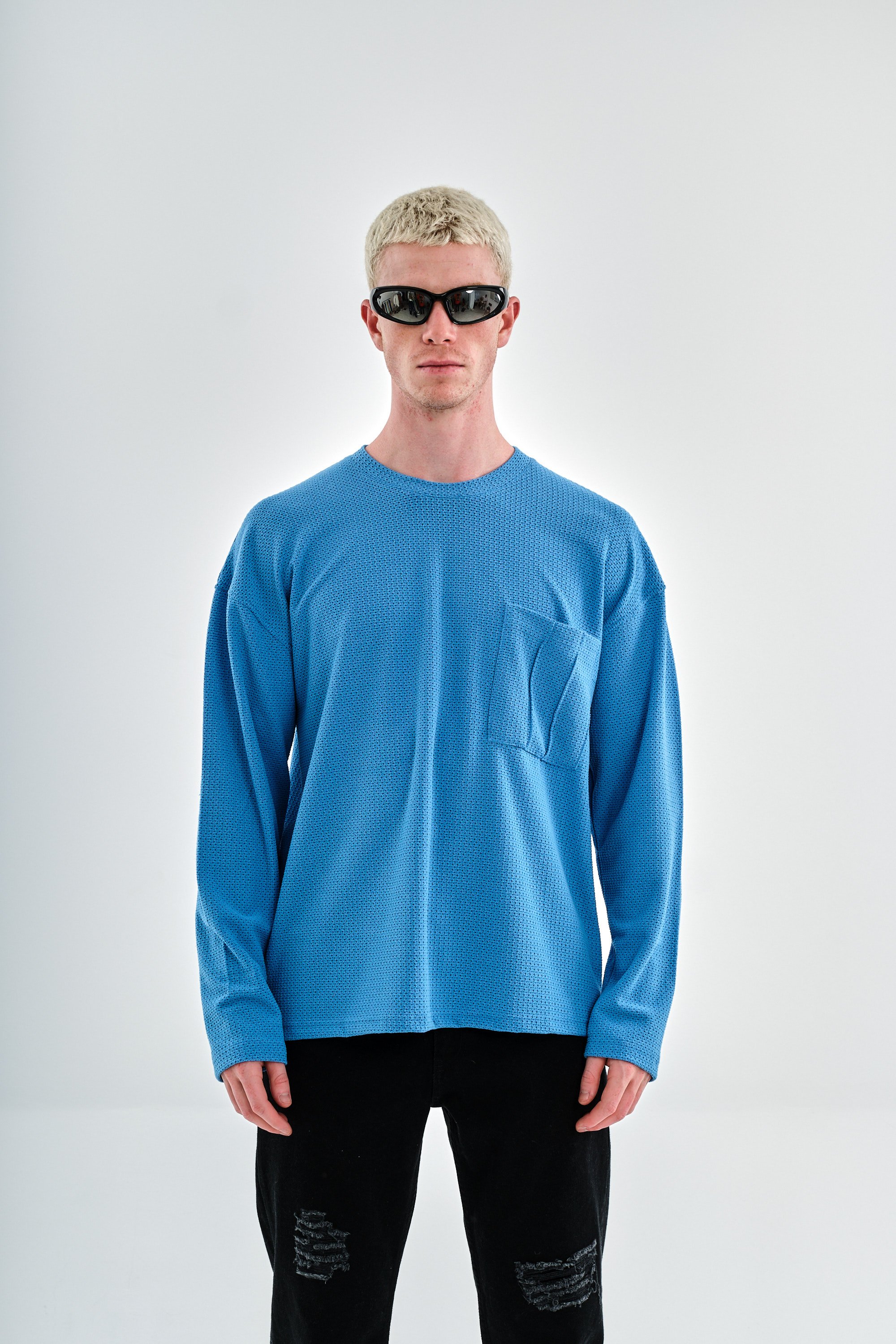 Erkek Bisiklet Yaka Cep Detaylı Oversize Sweatshirt