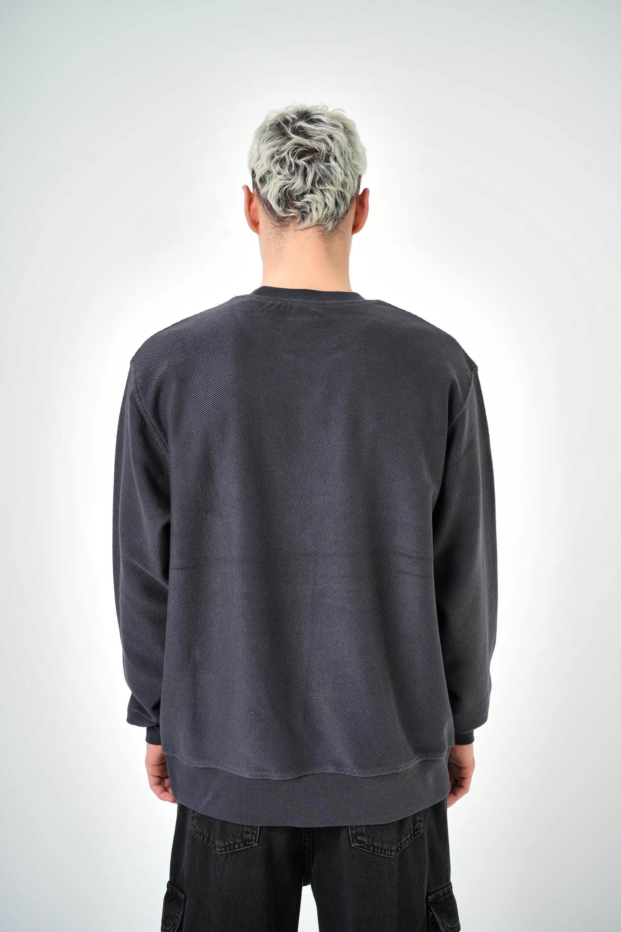 Erkek Oversize Silence Isn't Empty Baskılı Sweatshirt - Füme