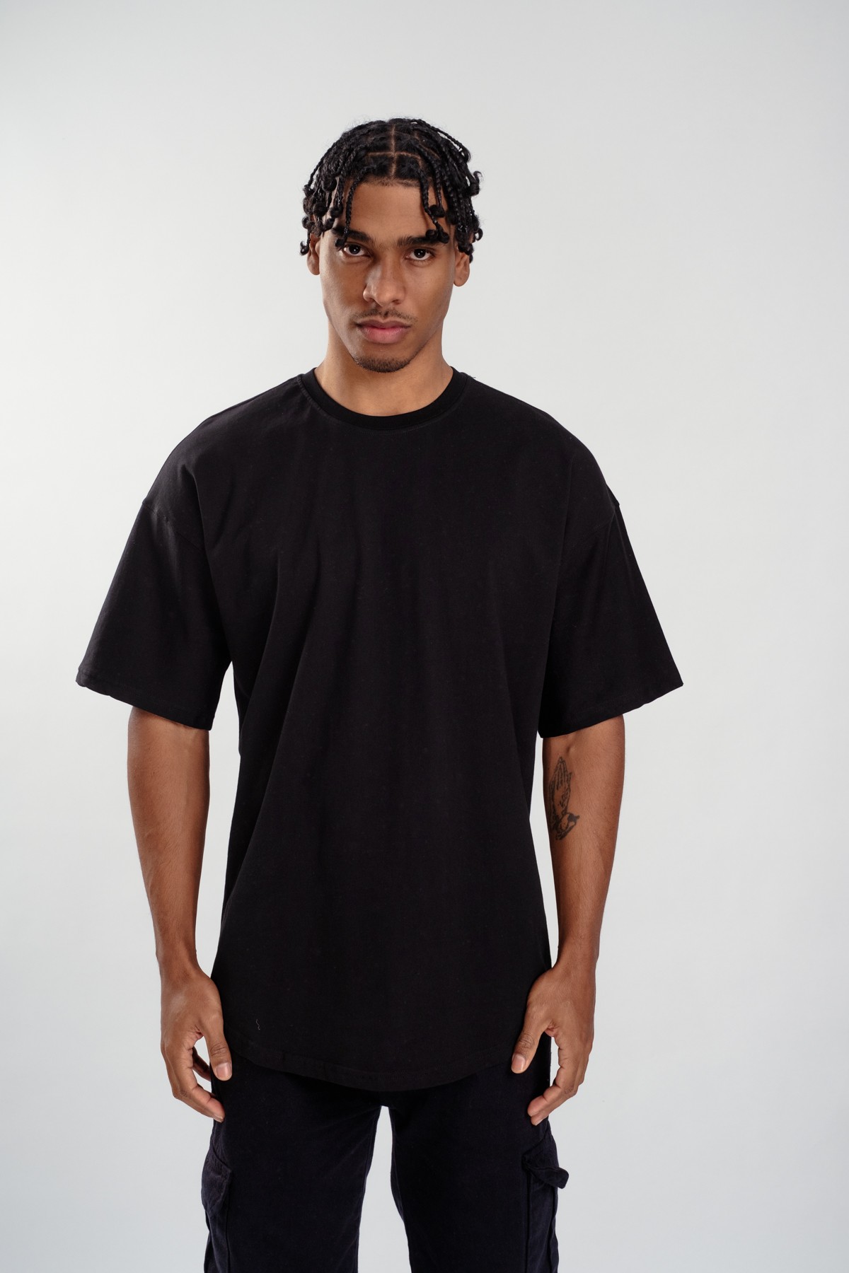 Respire Basic Oval Kesim Oversize T-Shirt - Siyah