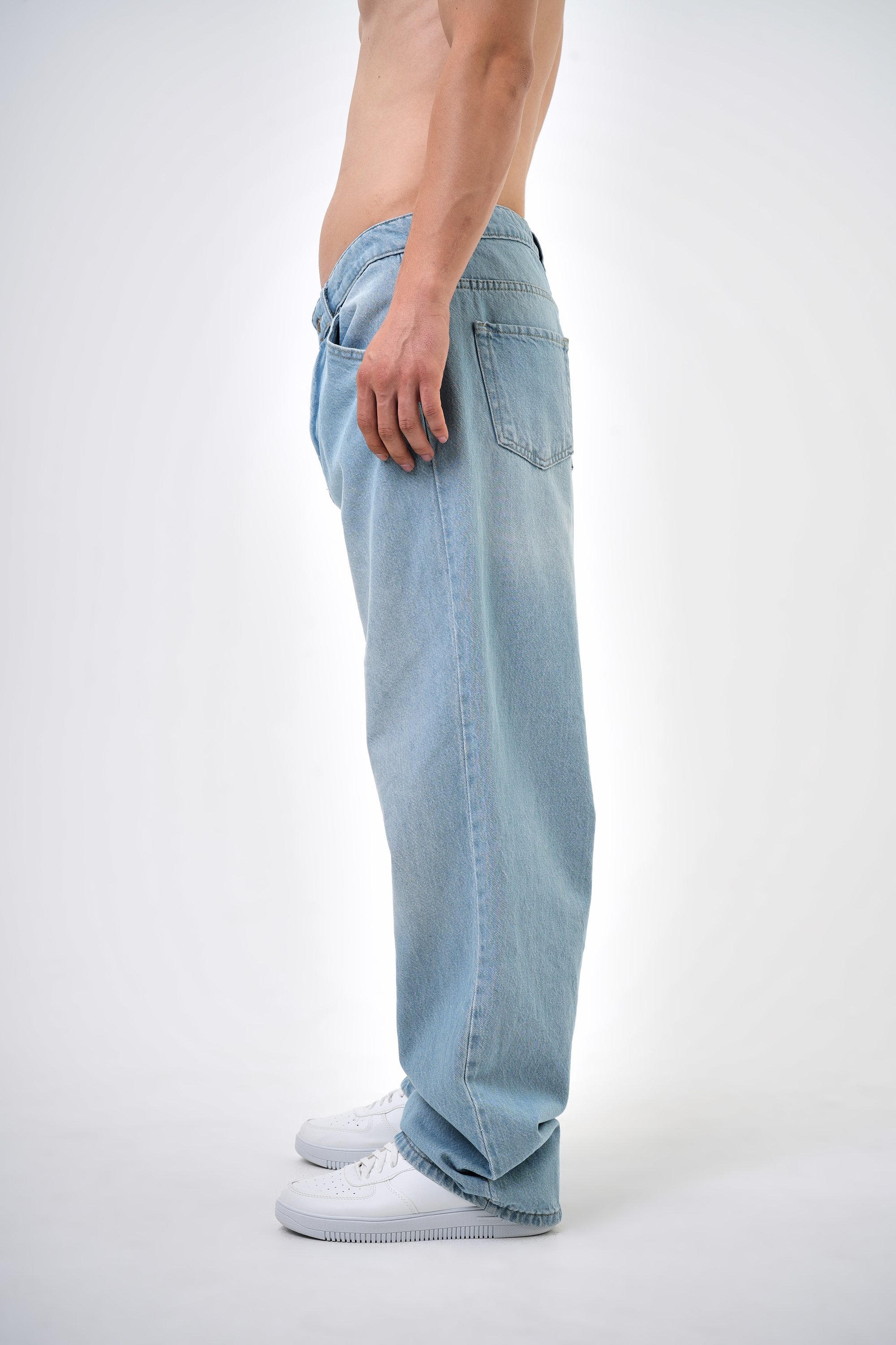 Erkek Washed Baggy Pantolon - K.Mavi