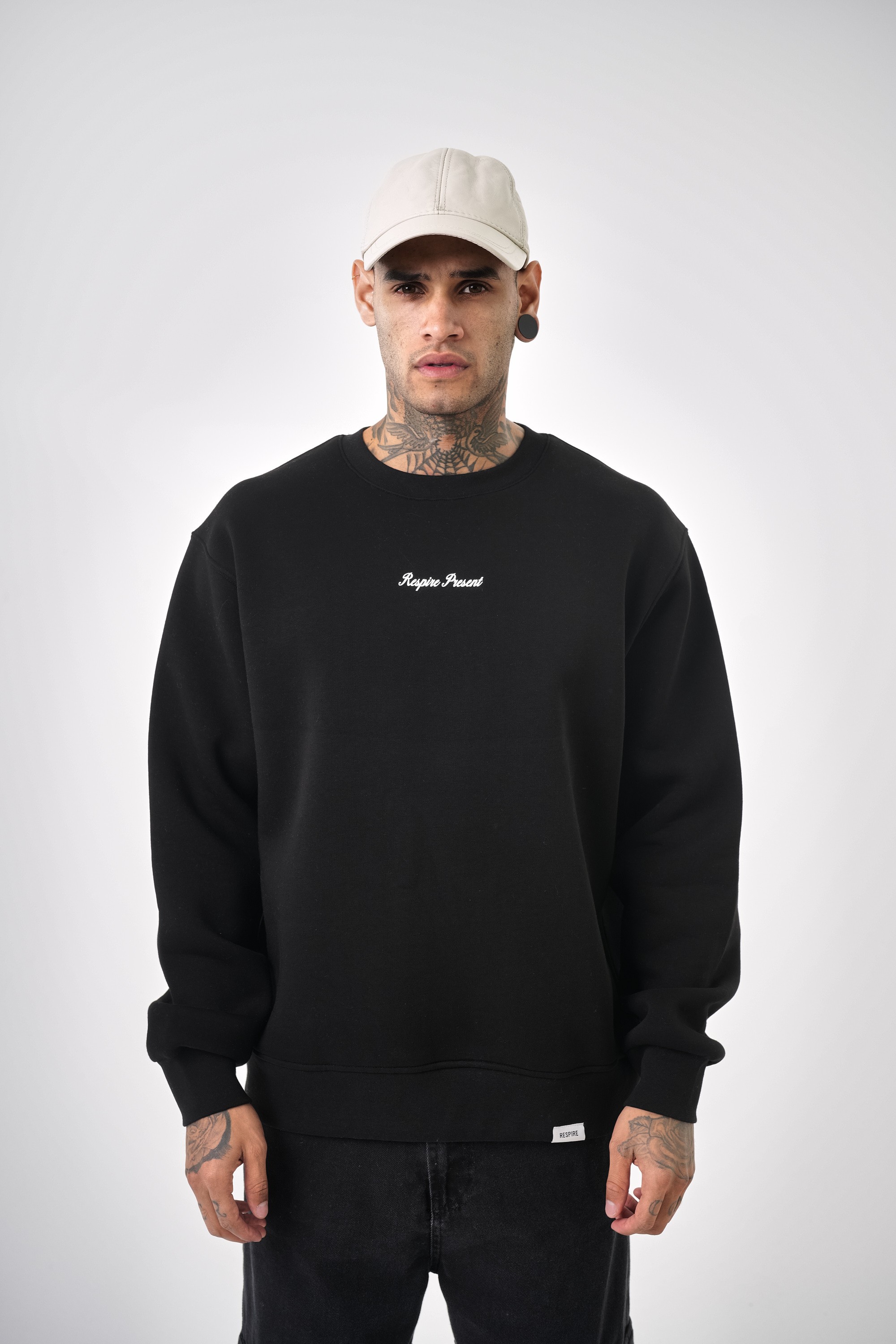 Erkek Respire Present Yazılı Oversize Sweatshirt