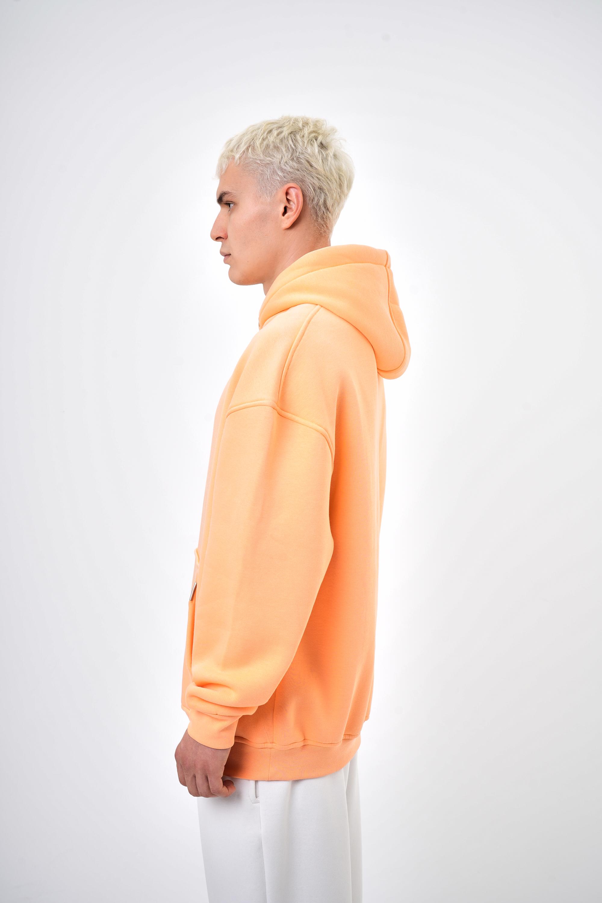 Erkek Oversize Basic Hoodie - Şeftali