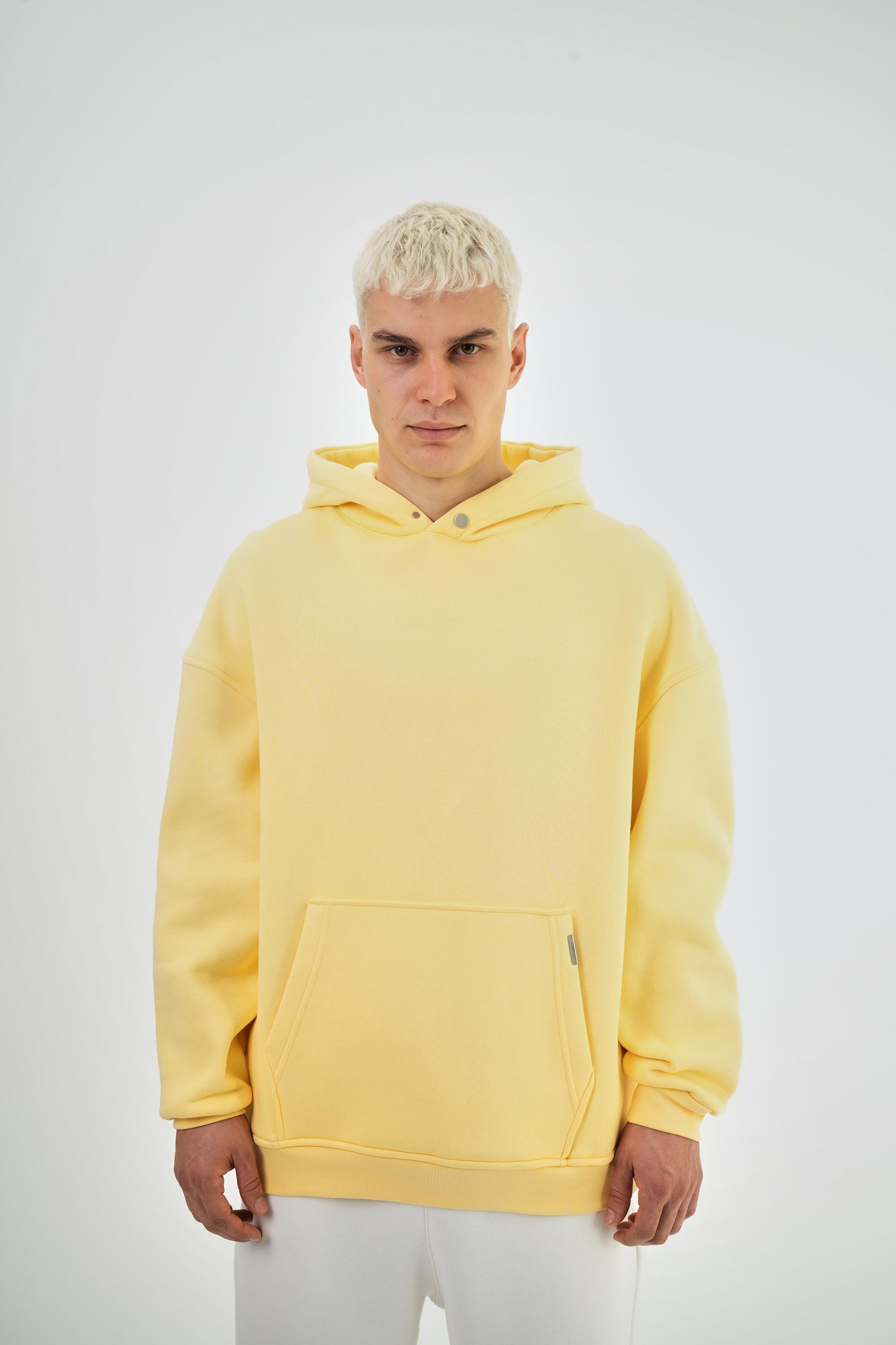 Kapüşonlu Basic Oversize Hoodie - Sarı