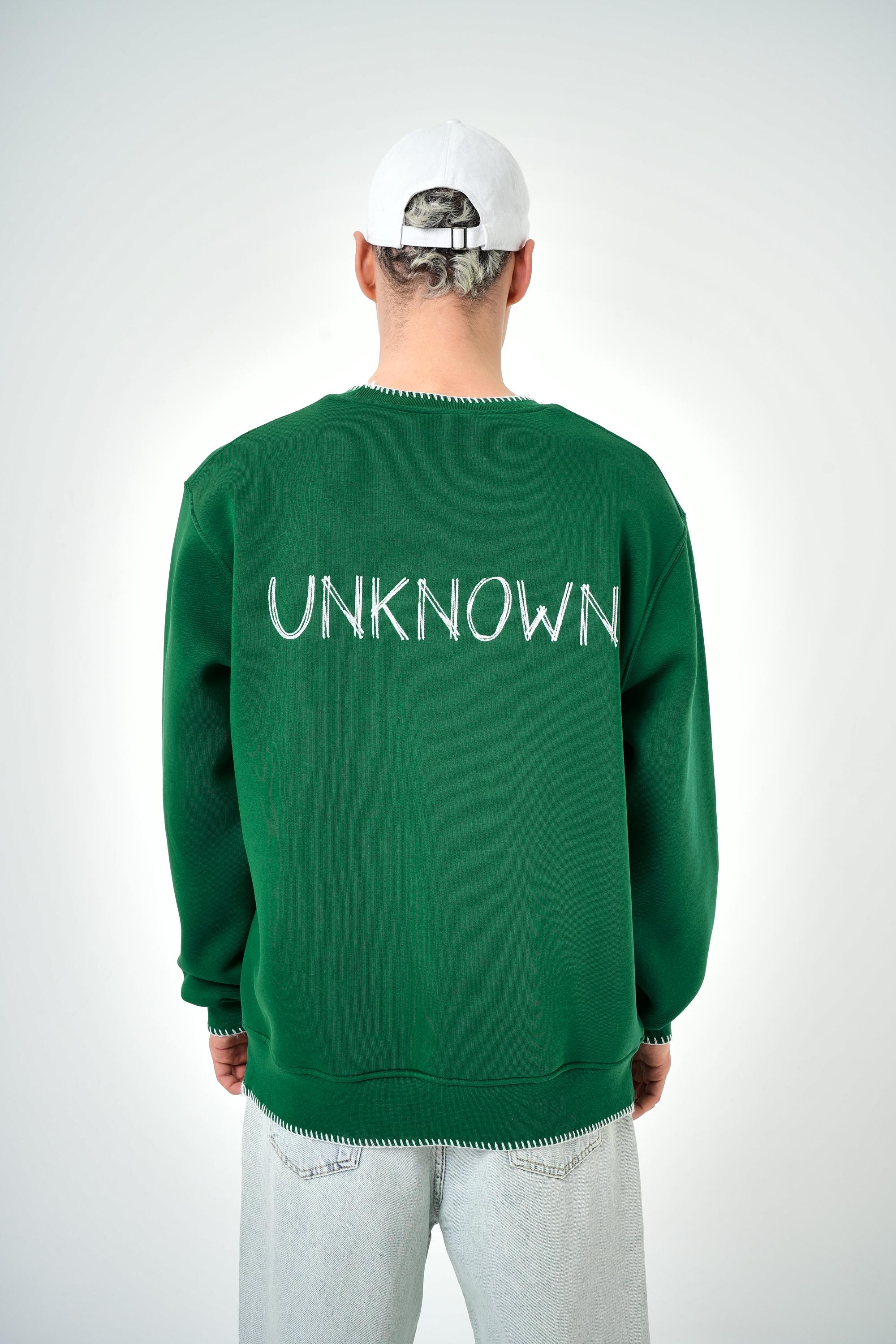 Erkek Oversize Unknown Nakışlı Sweatshirt - Nefti