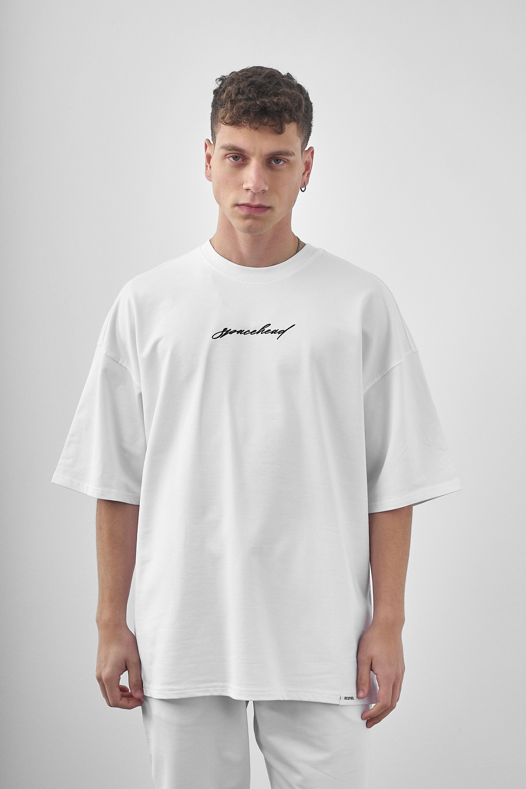 Respire Spacehead Baskılı Oversize T-Shirt - Beyaz