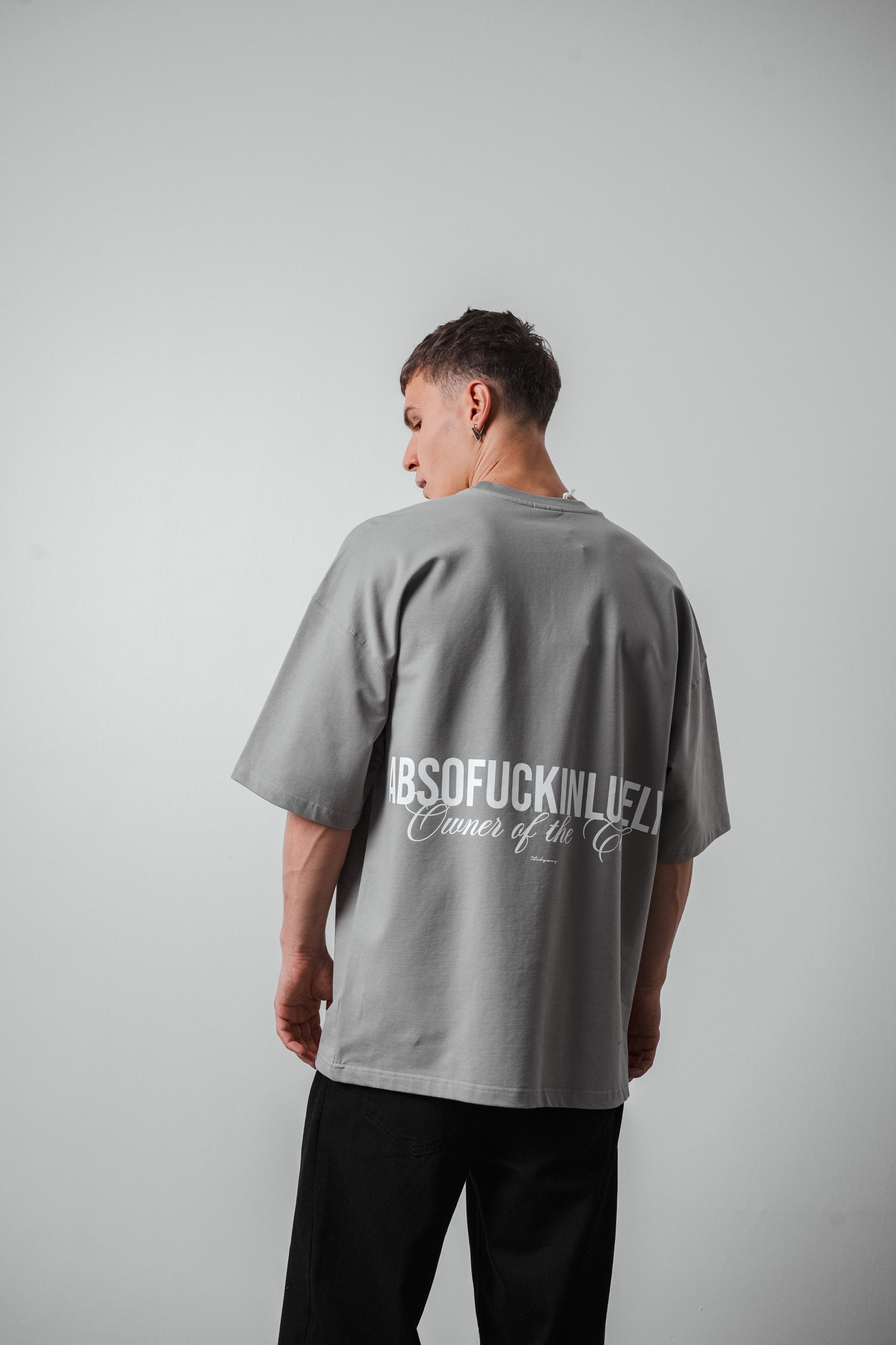 Respire Absofuckinlutely Baskılı Oversize T-Shirt - Kar Melanj