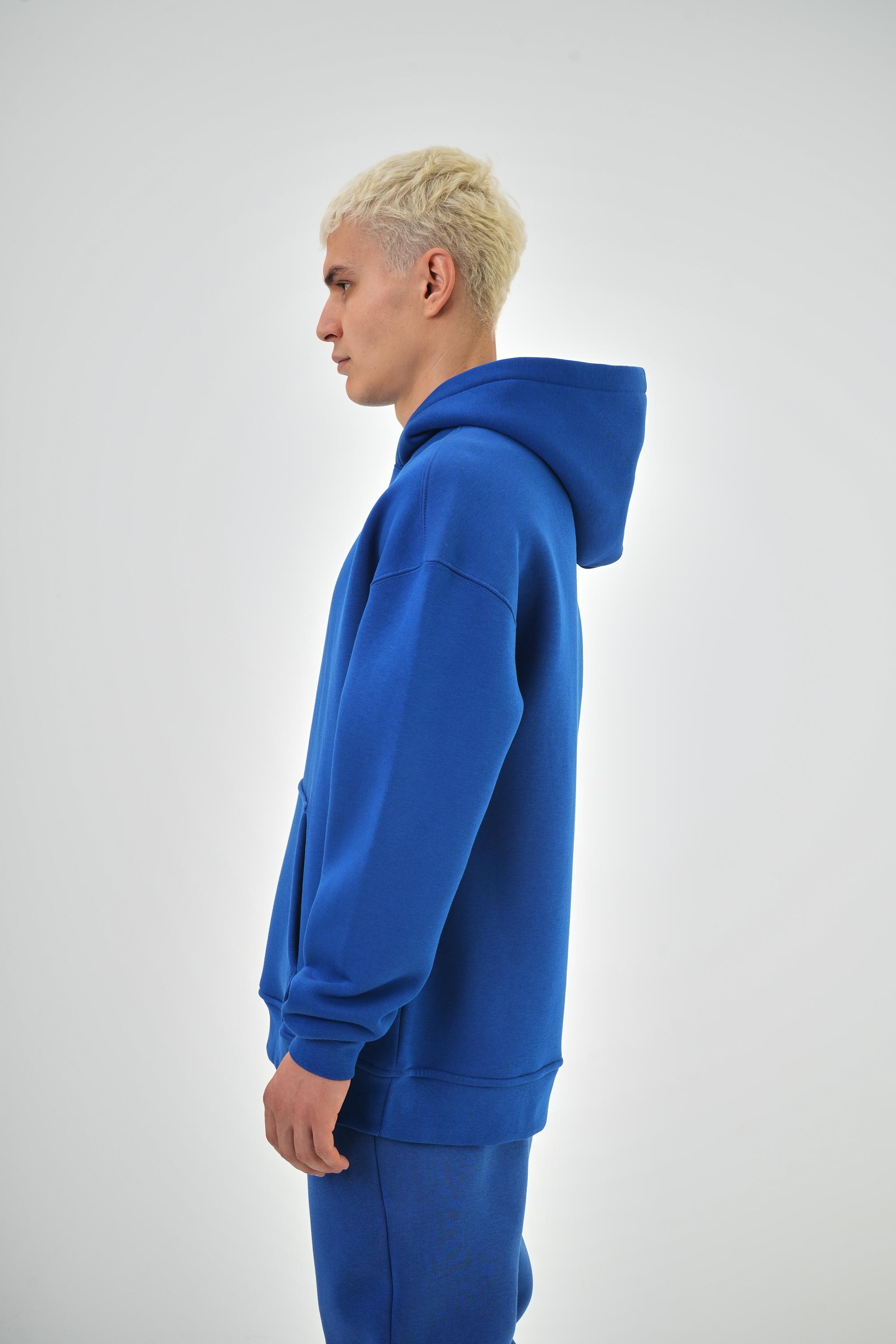 Erkek Oversize Basic Hoodie - Saks