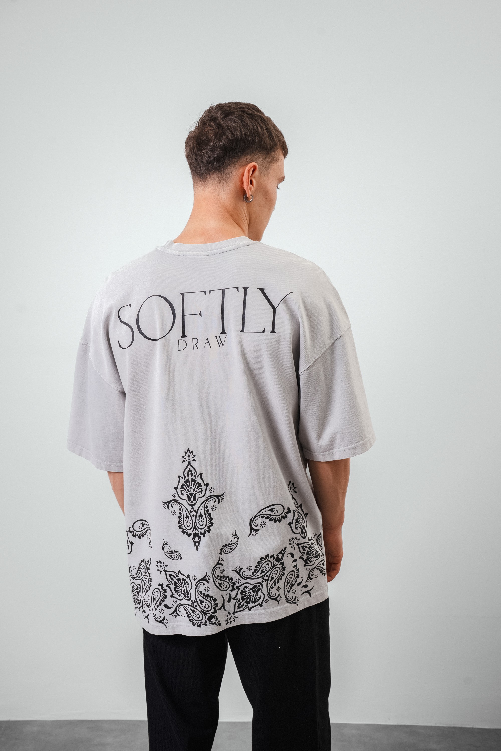 Respire Softly Yıkamalı Oversize T-Shirt - Gri