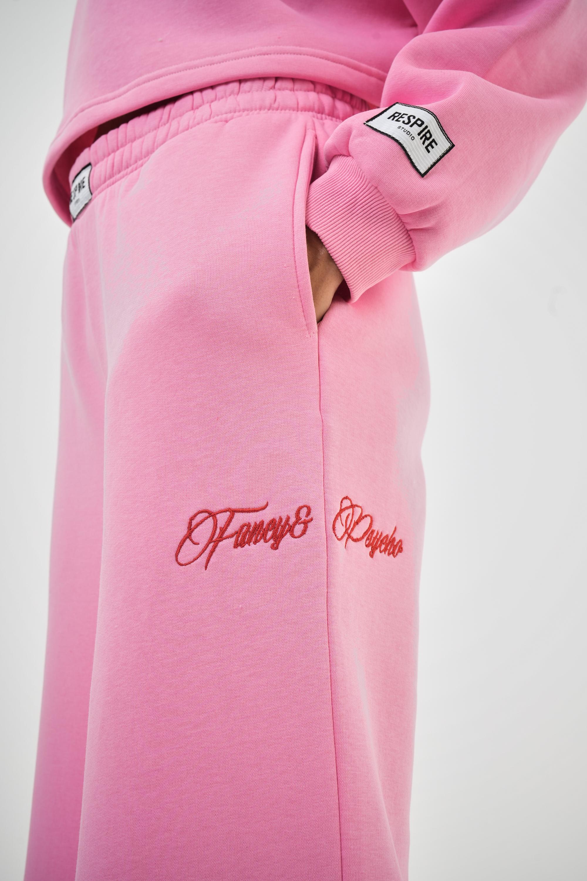 Kadın Fancy But Psycho Tracksuits Yazılı Alt Üst Sweat Takım - Pembe