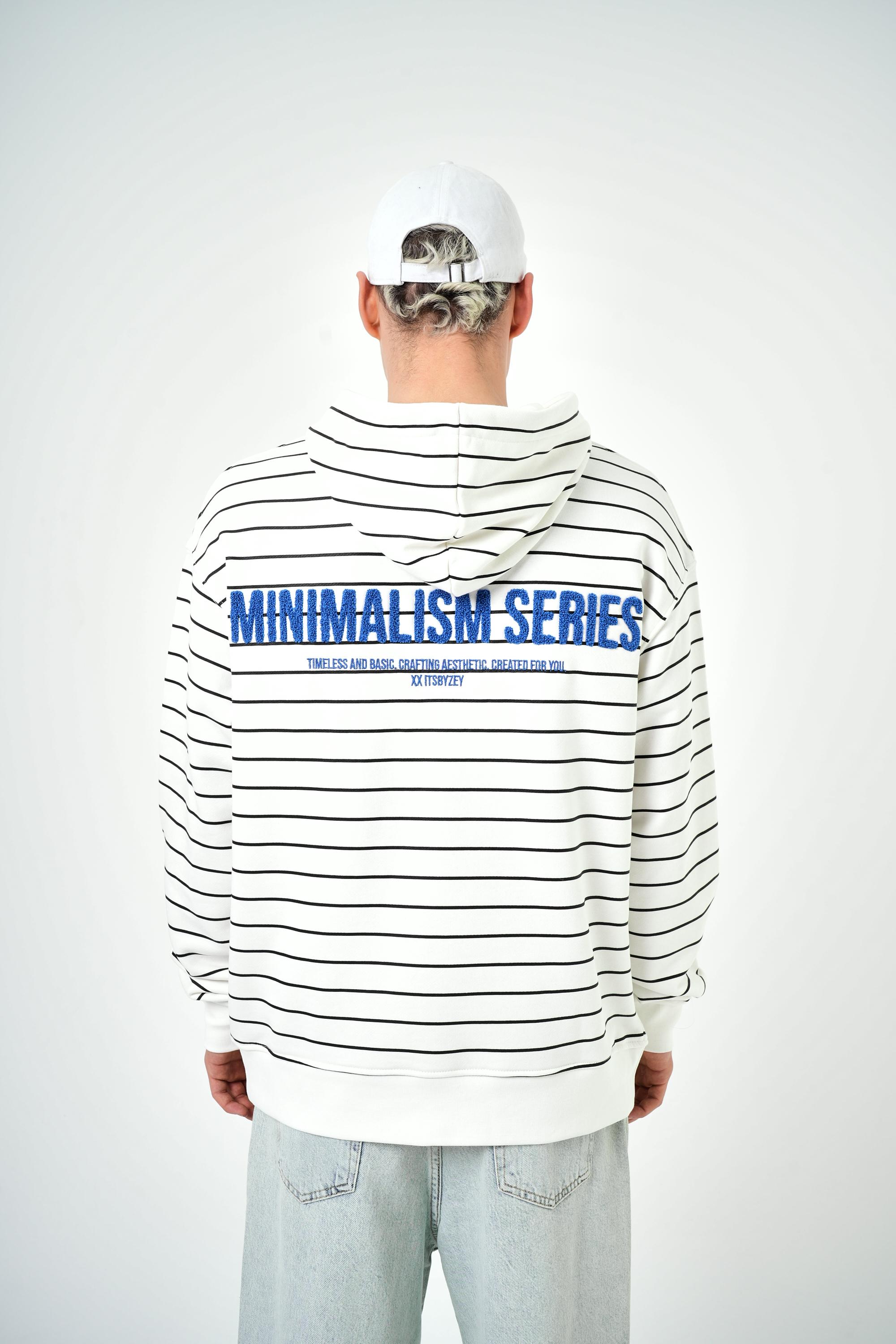 Erkek Minimalism Series Yazılı Oversize Hoodie - Beyaz