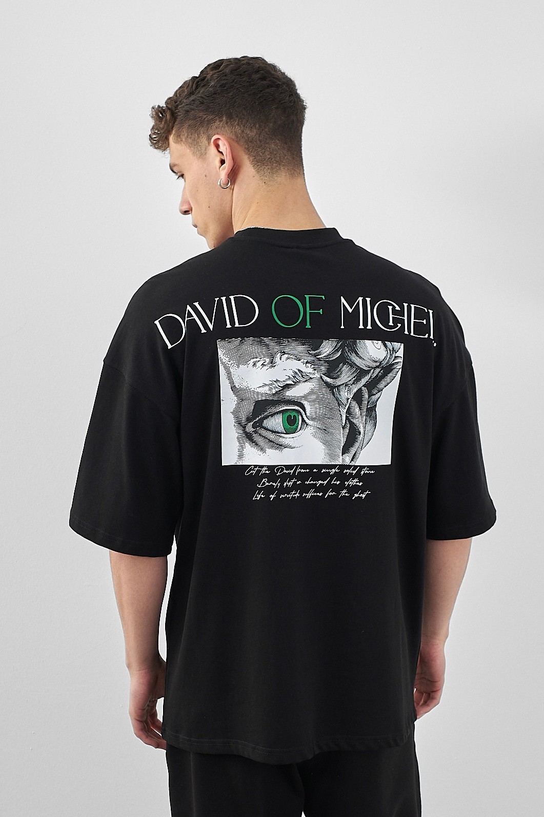 Respire David Of Michel Baskılı Oversize T-Shirt - Siyah