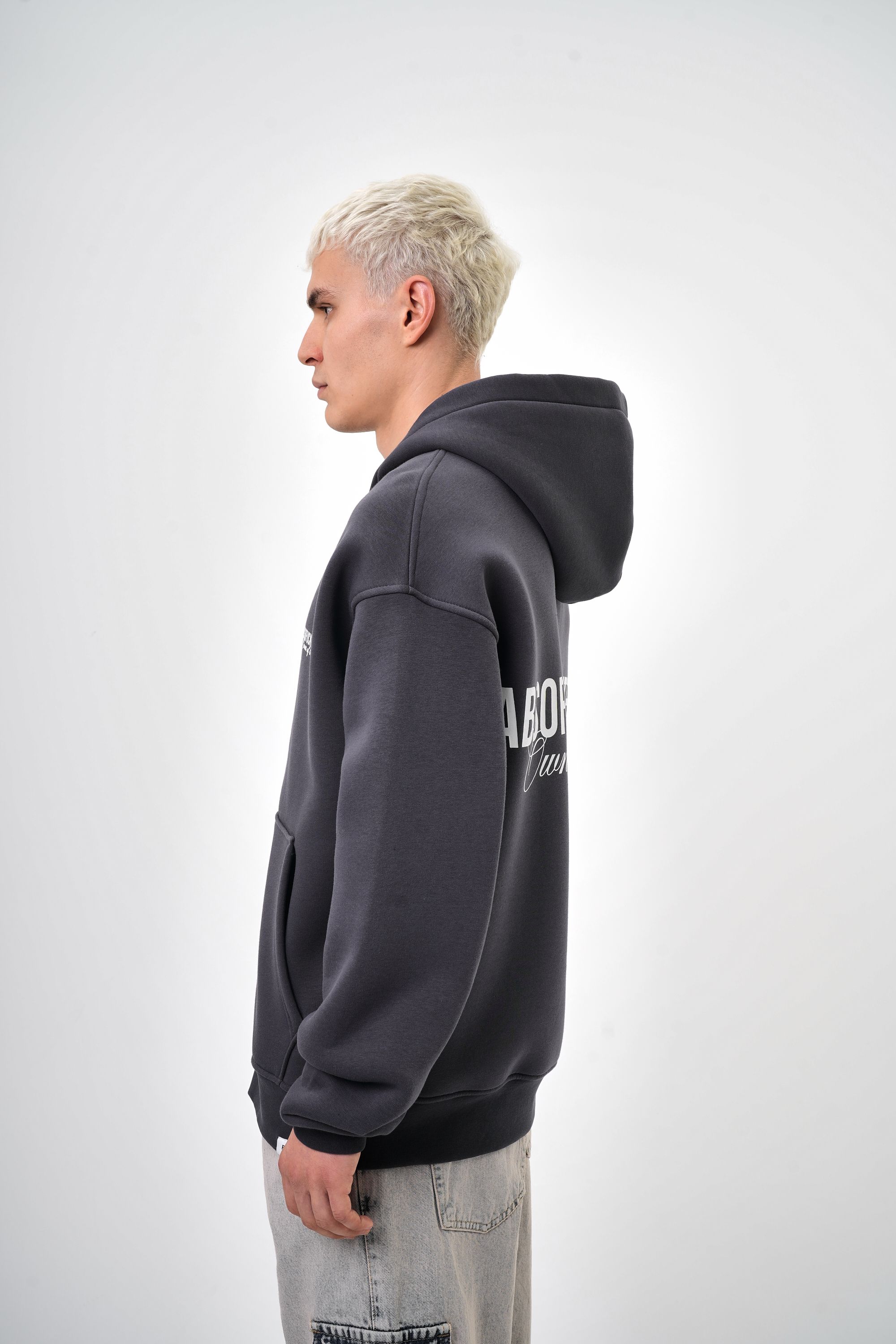 Absofuckinlutely Baskılı Kapüşonlu Oversize Zip Hoodie