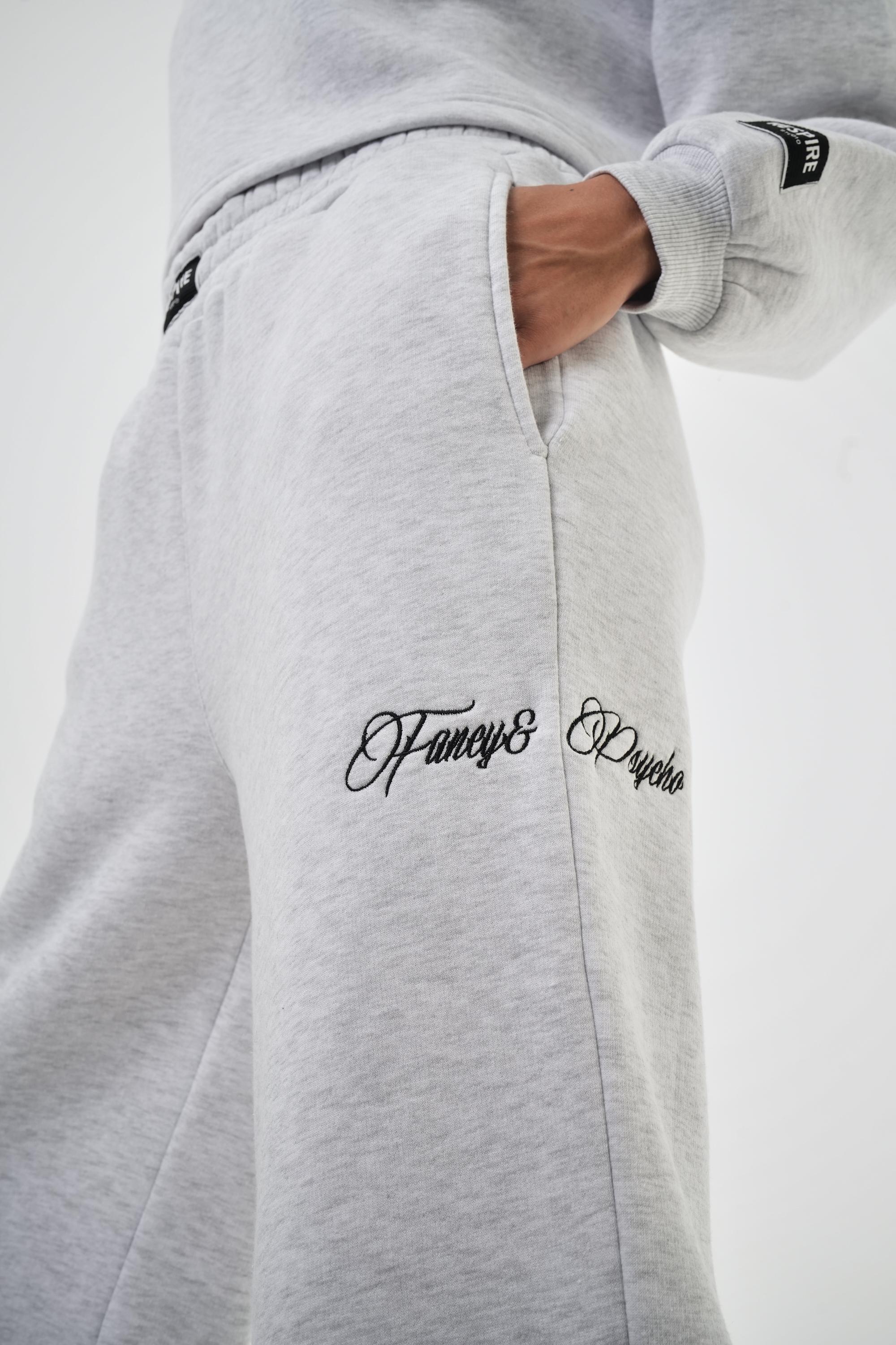 Kadın Fancy But Psycho Tracksuits Yazılı Alt Üst Sweat Takım - Kar Melanj