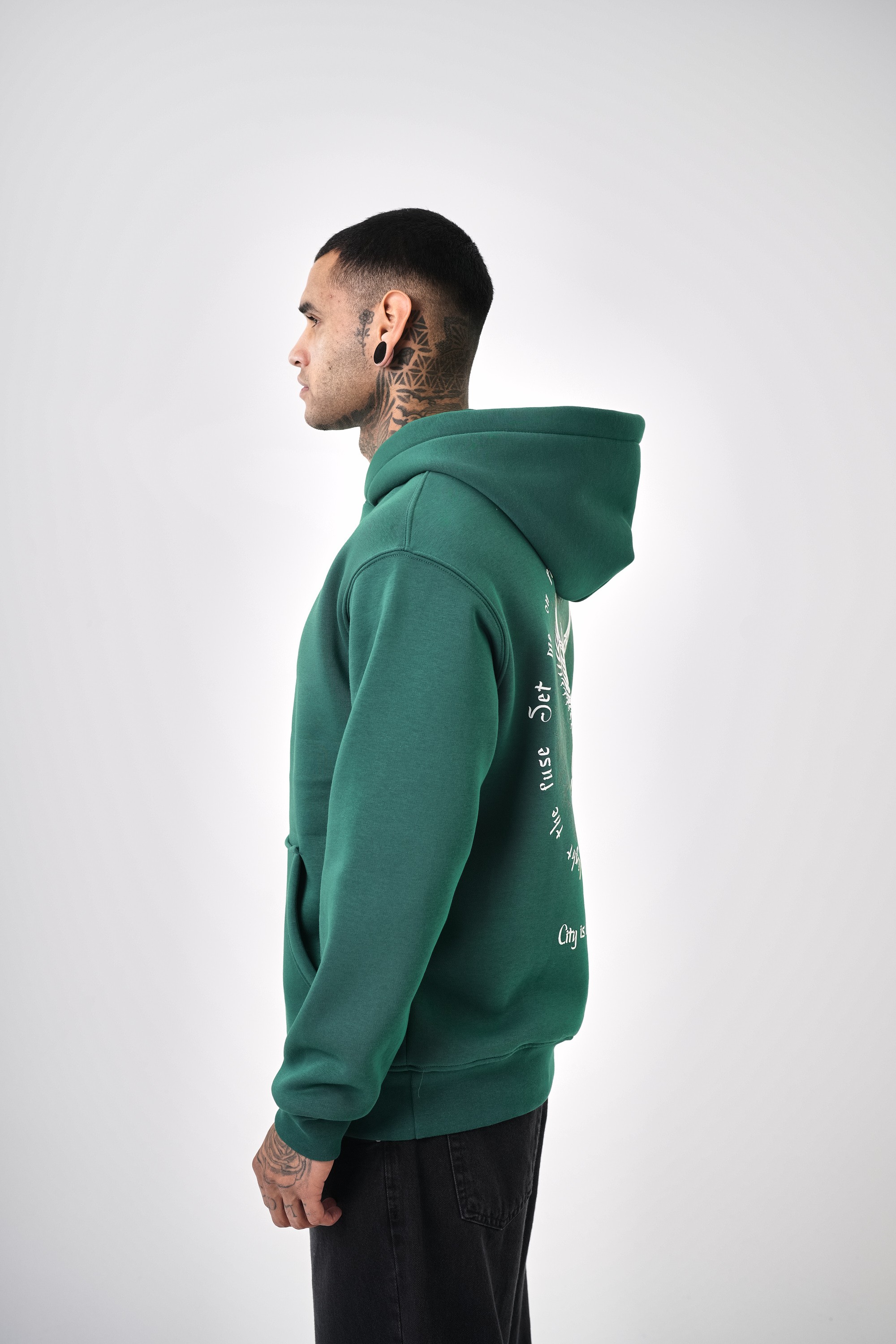 Erkek Phoenix Baskılı Oversize Hoodie - Nefti