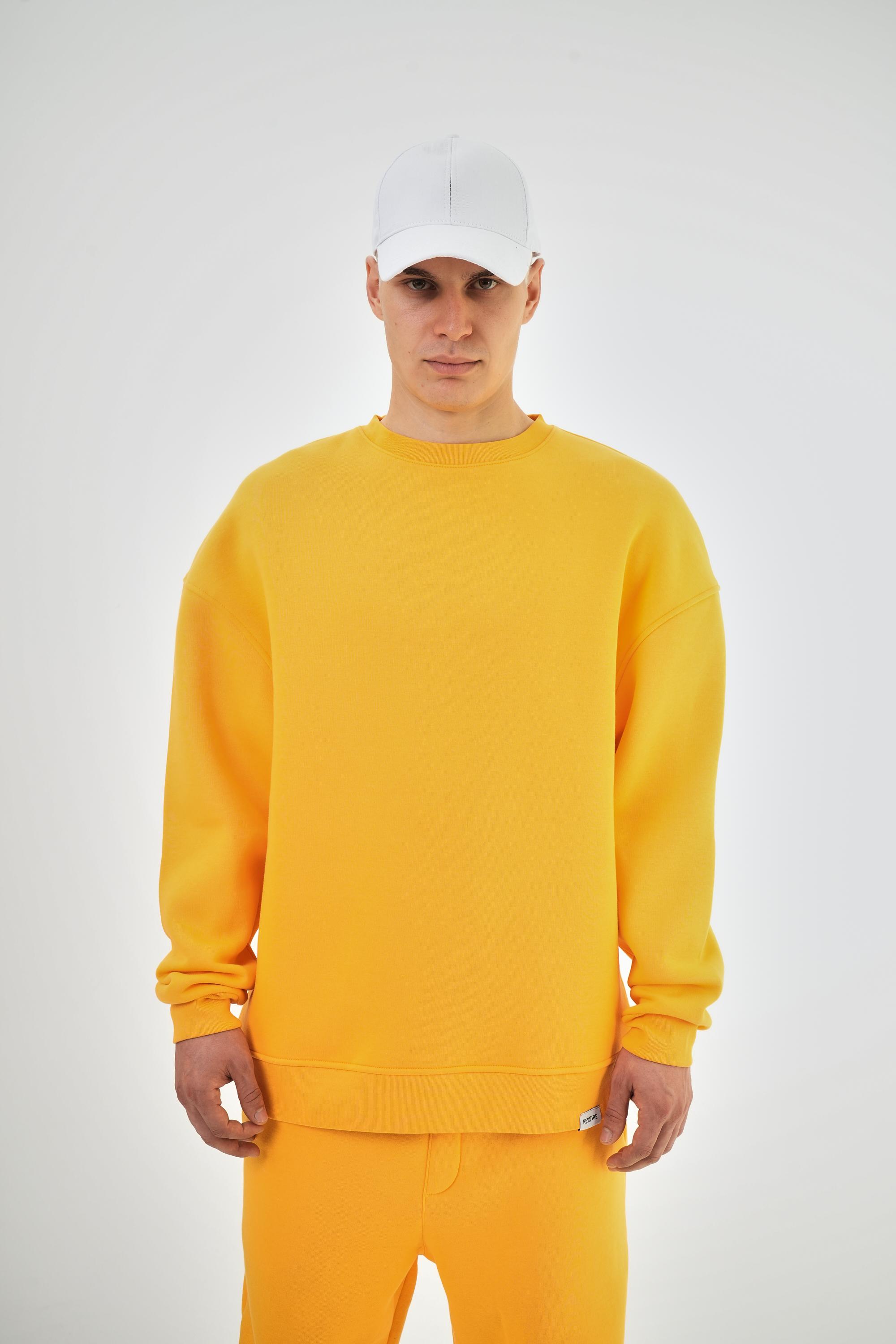 Bisiklet Yaka Basic Oversize Sweatshirt - Oranj