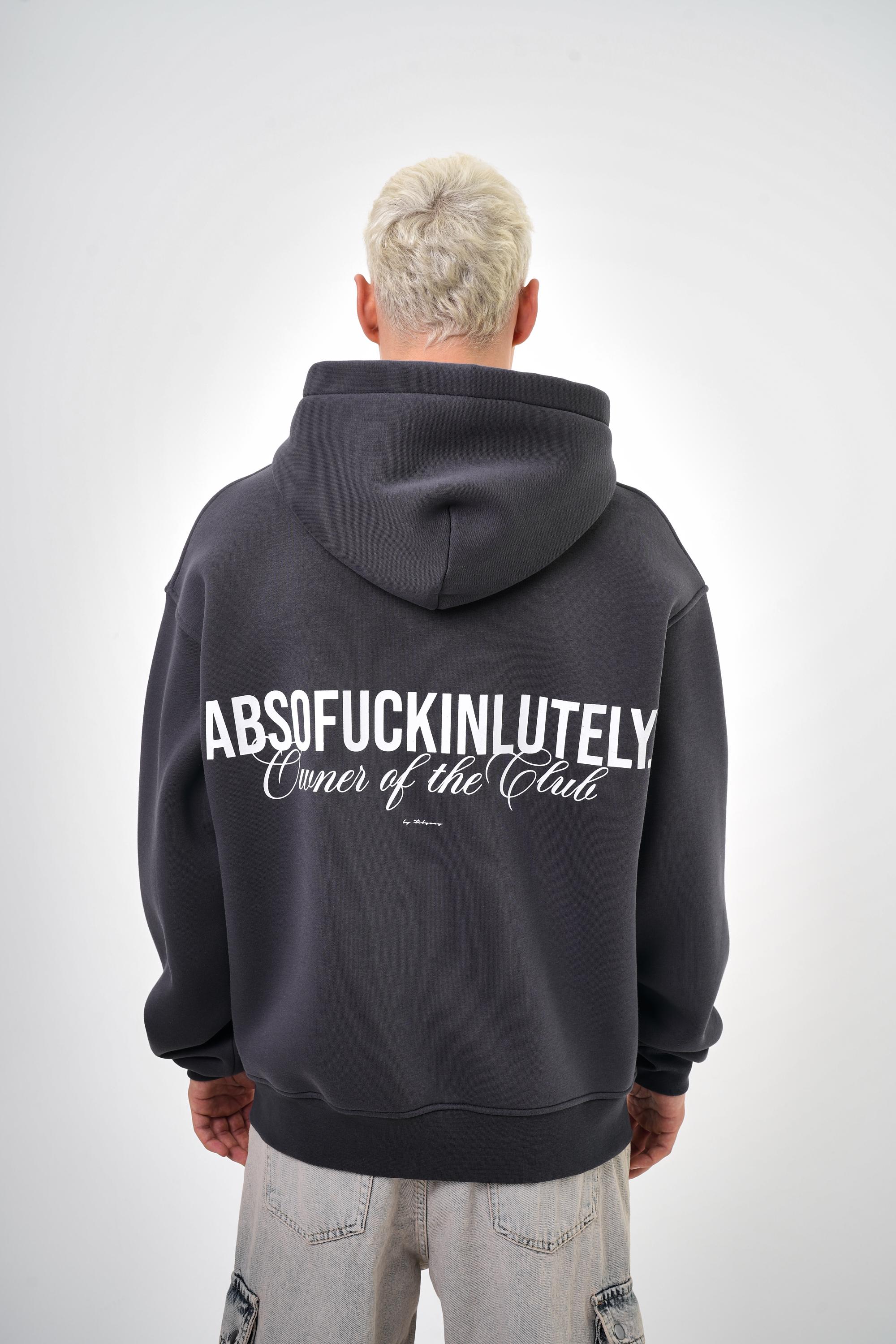 Absofuckinlutely Baskılı Kapüşonlu Oversize Zip Hoodie