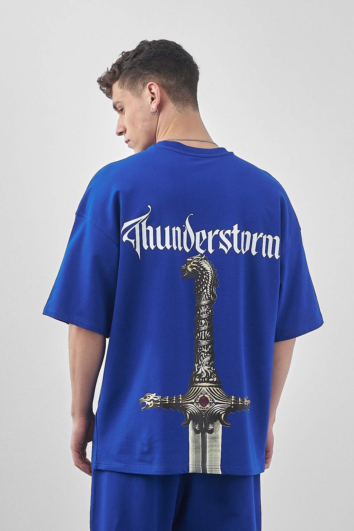 Respire Thunderstorm Baskılı Oversize T-Shirt - Saks