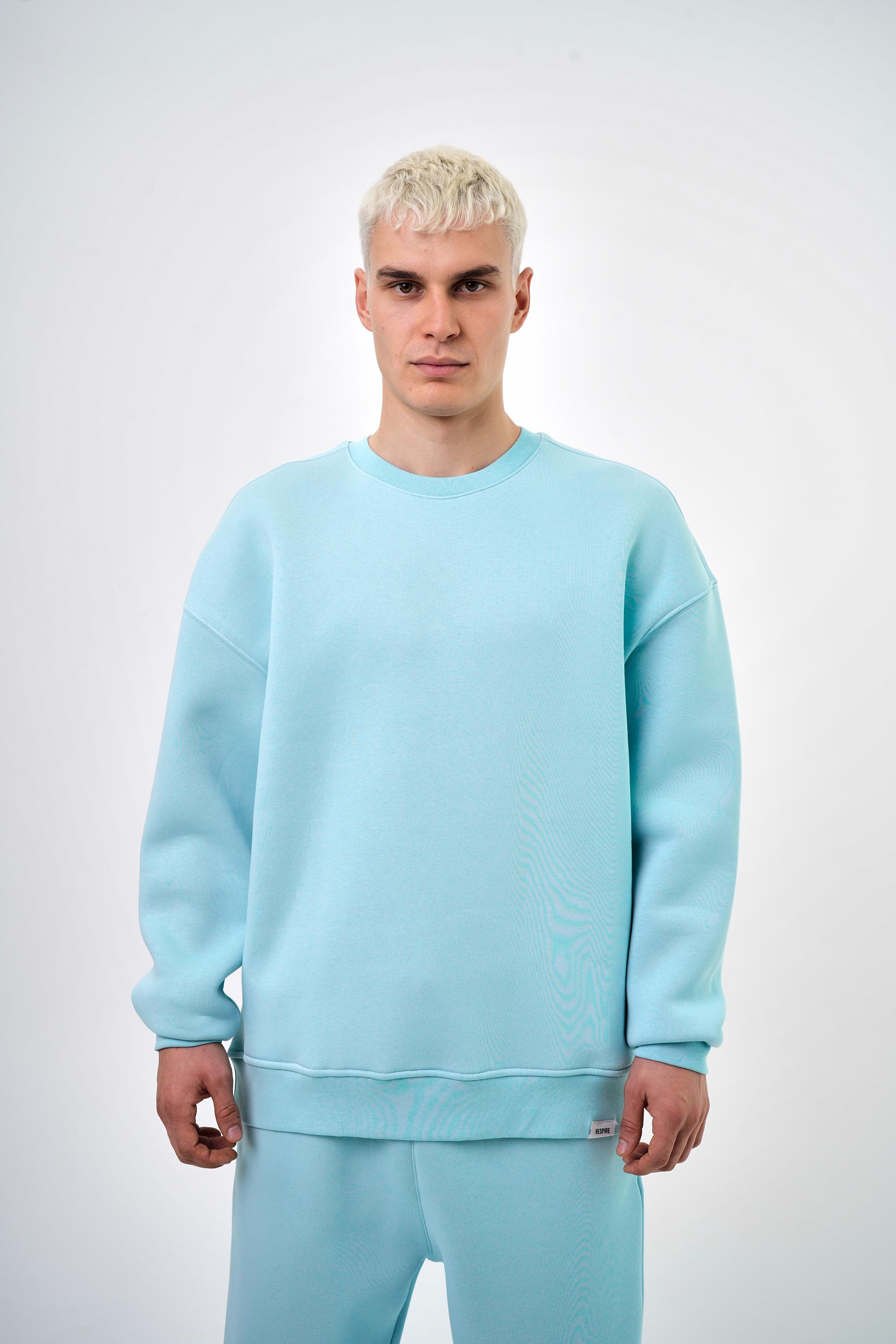 Bisiklet Yaka Basic Oversize Sweatshirt - Bebe Mavi