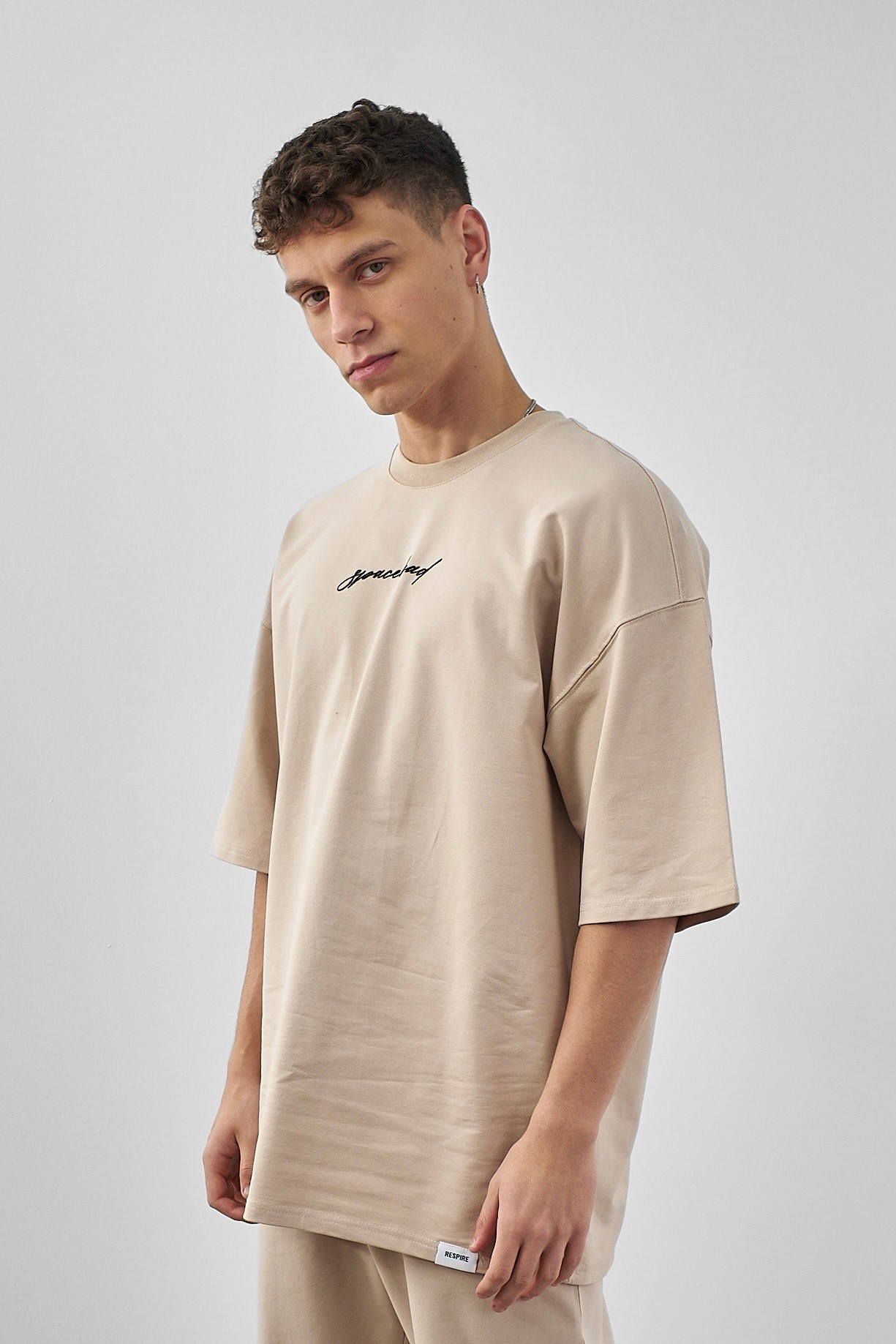 Respire Spacehead Baskılı Oversize T-Shirt - Bej