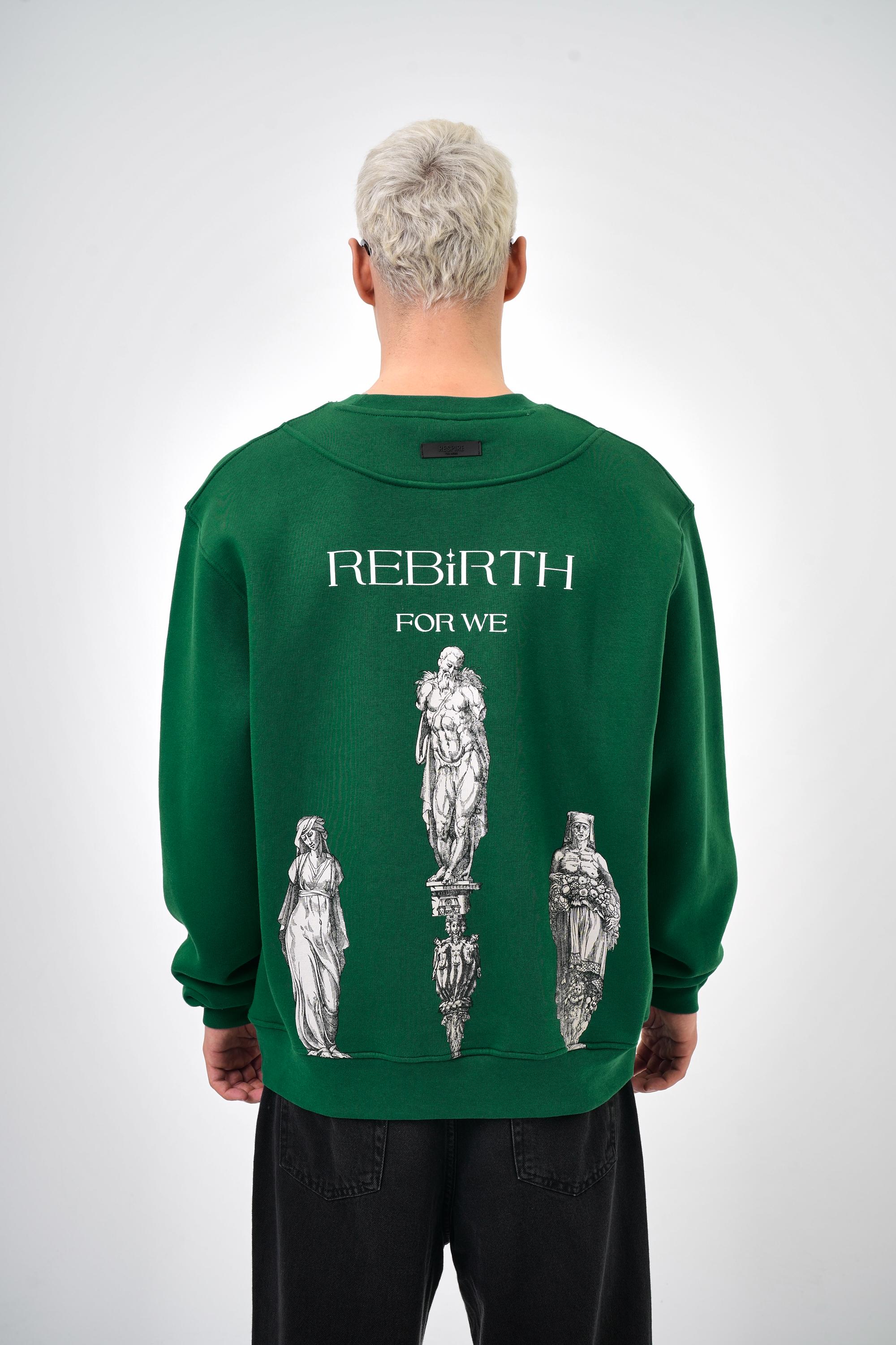 Rebirth For We Yazılı Oversize Sweatshirt - Nefti