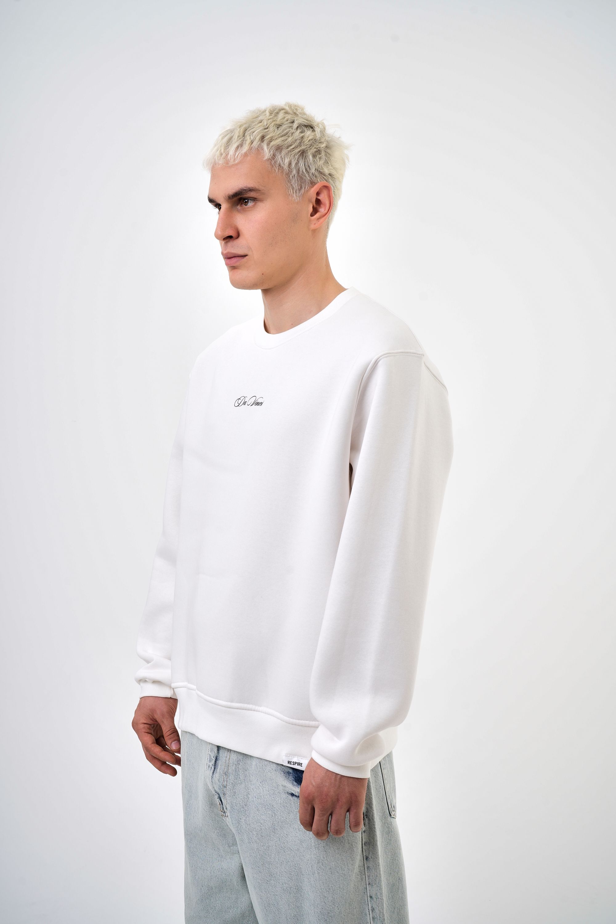  Erkek Oversize Baskılı Sweatshirt - Ekru