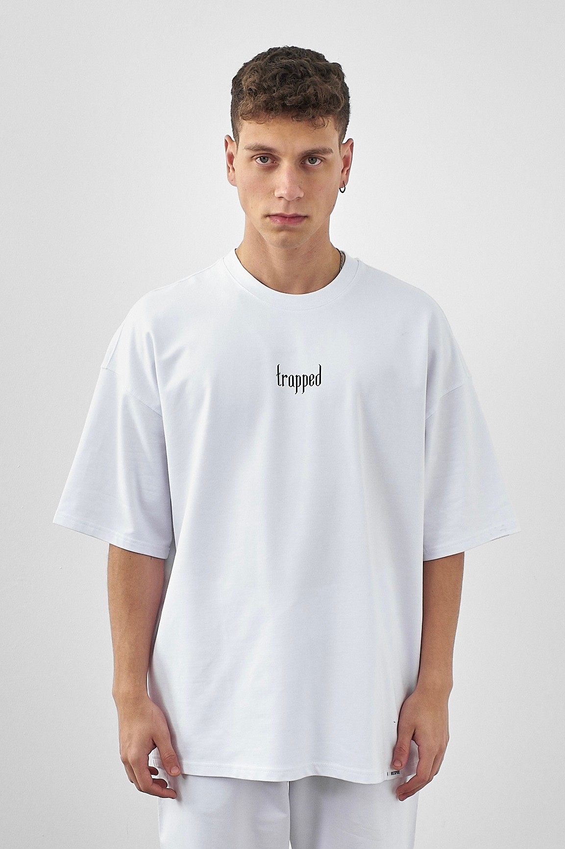 Respire Trapped Baskılı Oversize T-Shirt - Beyaz