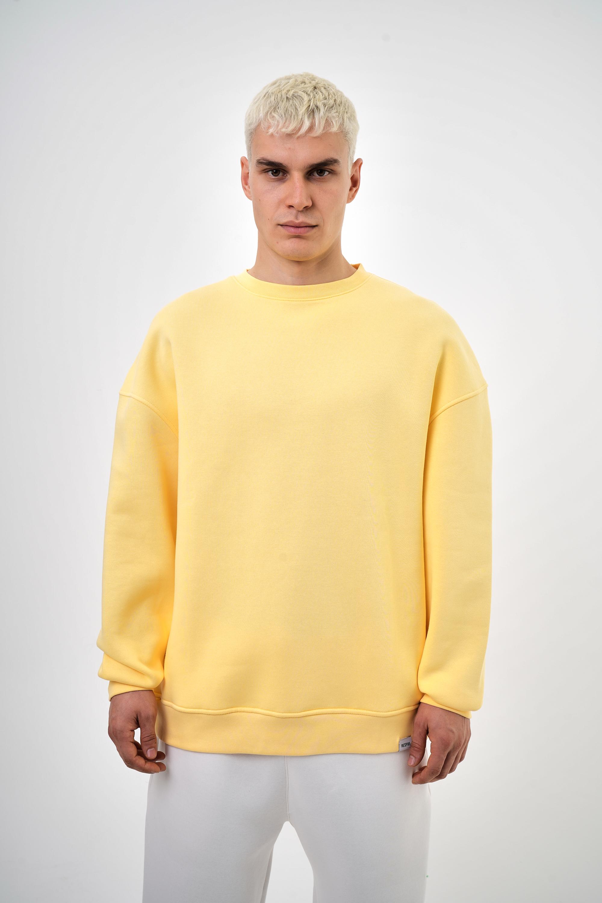 Bisiklet Yaka Basic Oversize Sweatshirt - Sarı